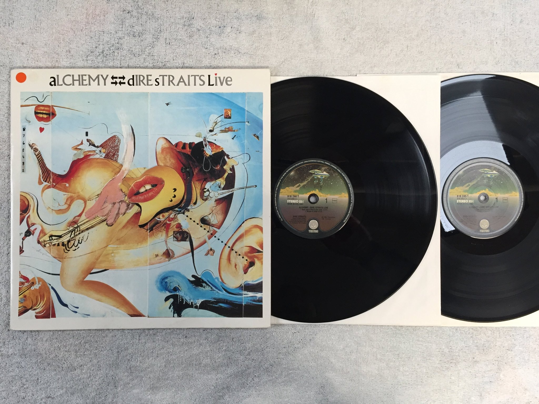 Omslagsbild för skivan DIRE STRAITS alchemy - live 2xLP -84 Hol VERTIGO 818245-1