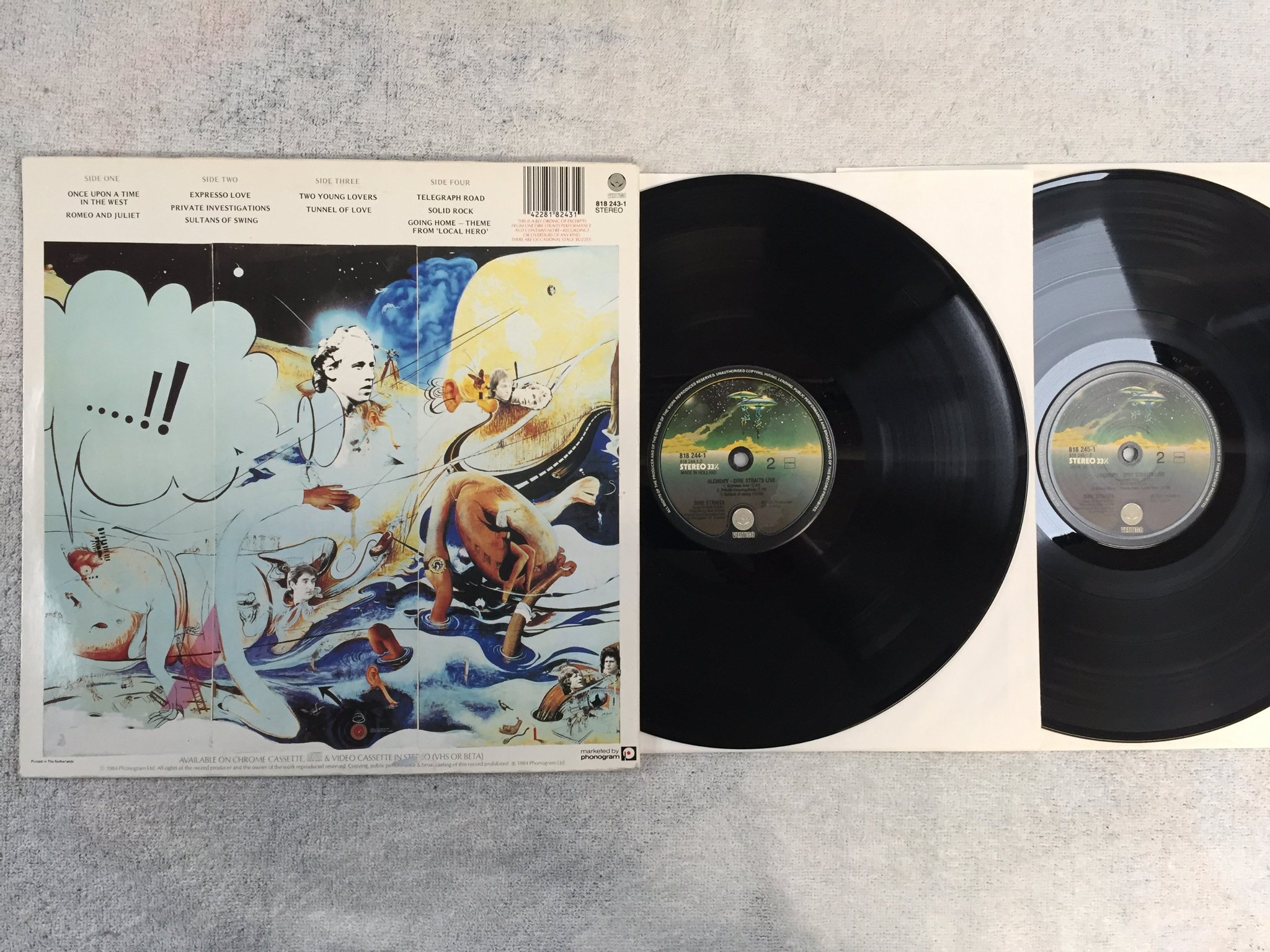 Omslagsbild för skivan DIRE STRAITS alchemy - live 2xLP -84 Hol VERTIGO 818245-1