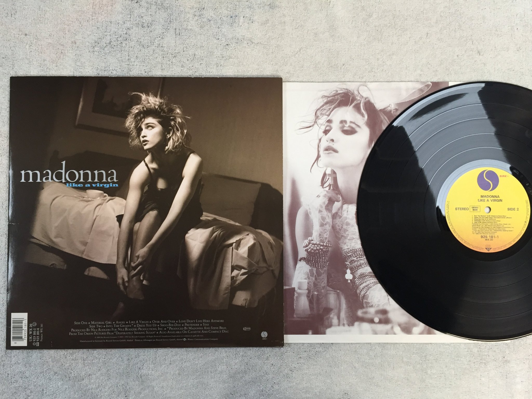 Omslagsbild för skivan MADONNA like a virgin LP -85 Ger SIRE 925 181-1