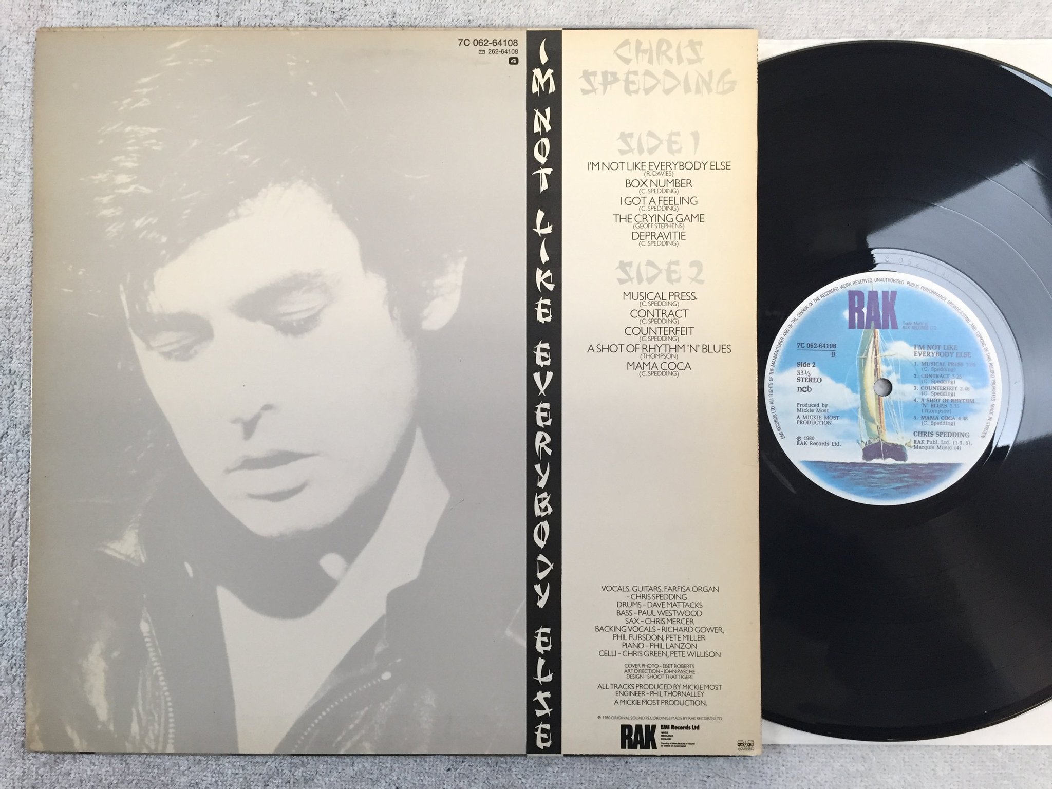 Omslagsbild för skivan CHRIS SPEDDING I'm not like everybody else LP -80 ncb RAK 7C 062-64108