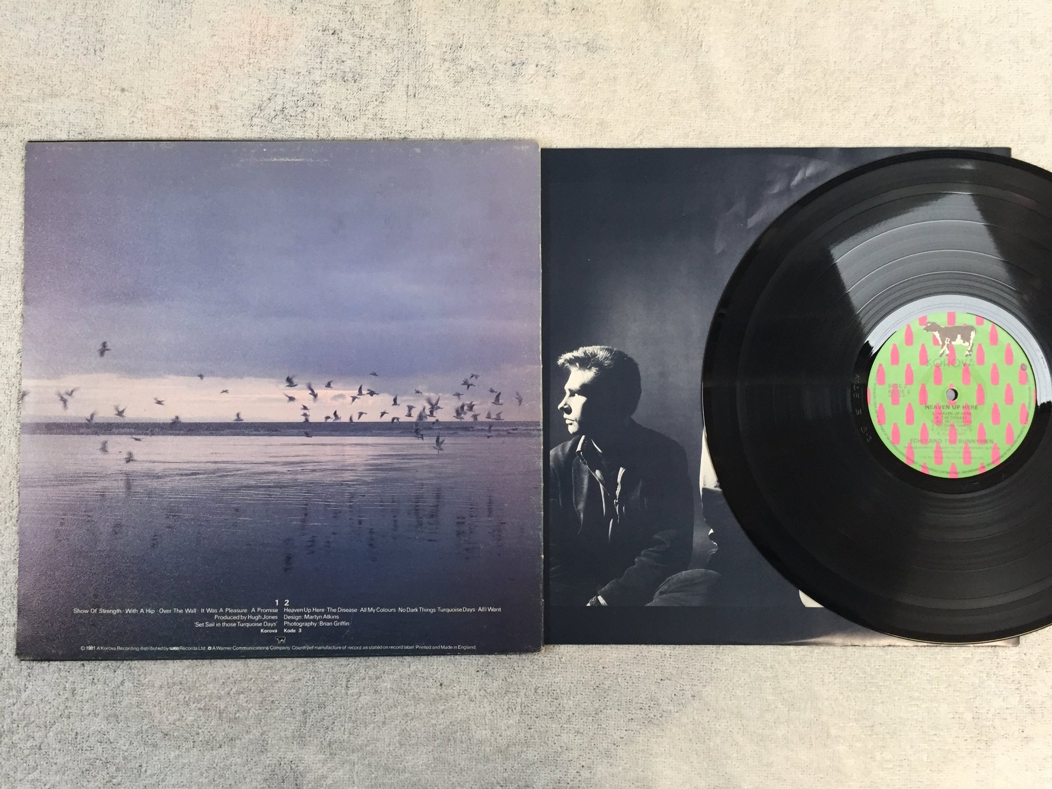 Omslagsbild för skivan ECHO AND THE BUNNYMEN heaven up here LP -81 UK KOROVA  KODE 3