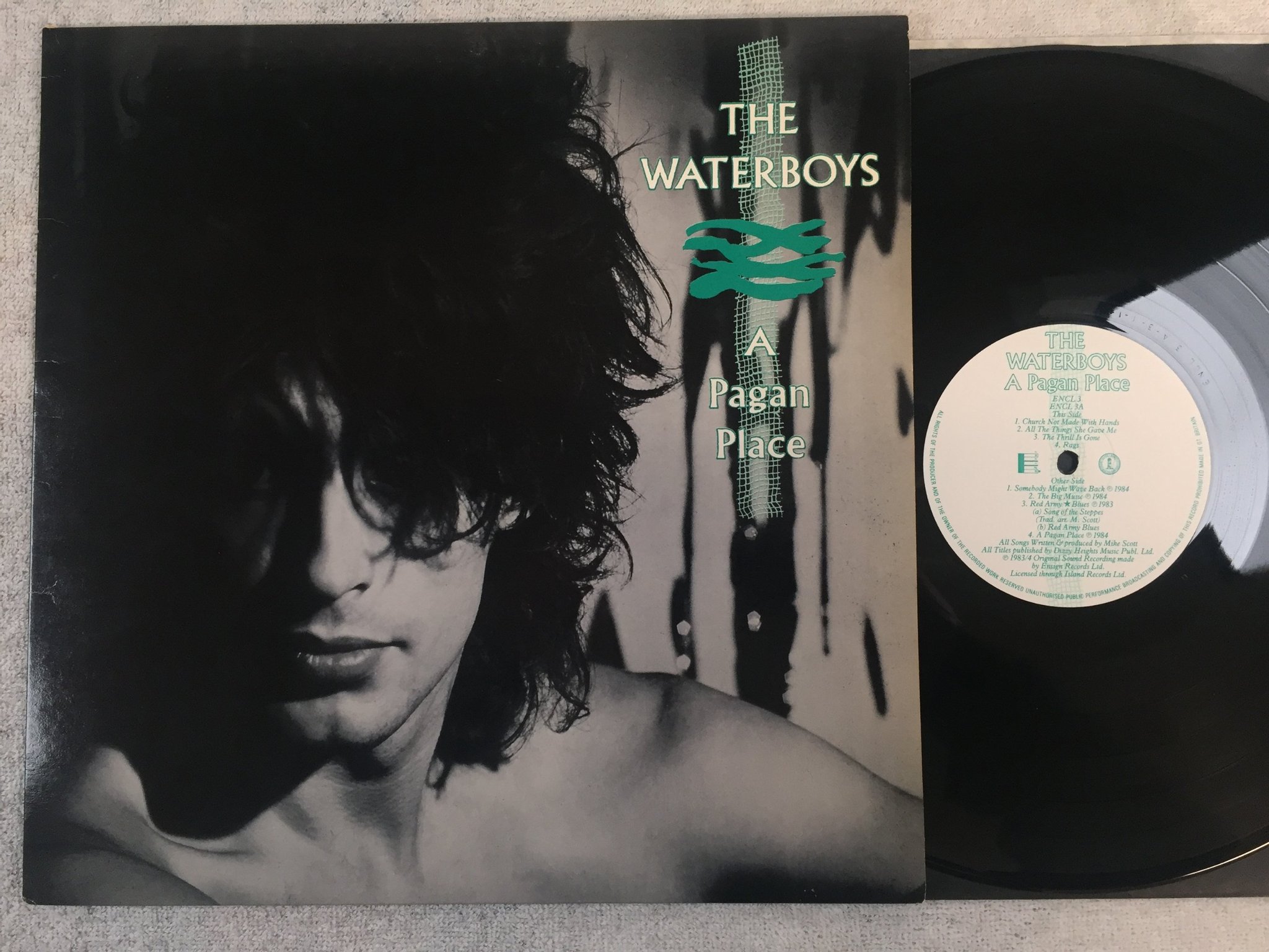 Omslagsbild för skivan THE WATERBOYS a pagan place LP -84 UK ENSIGN ENCL3