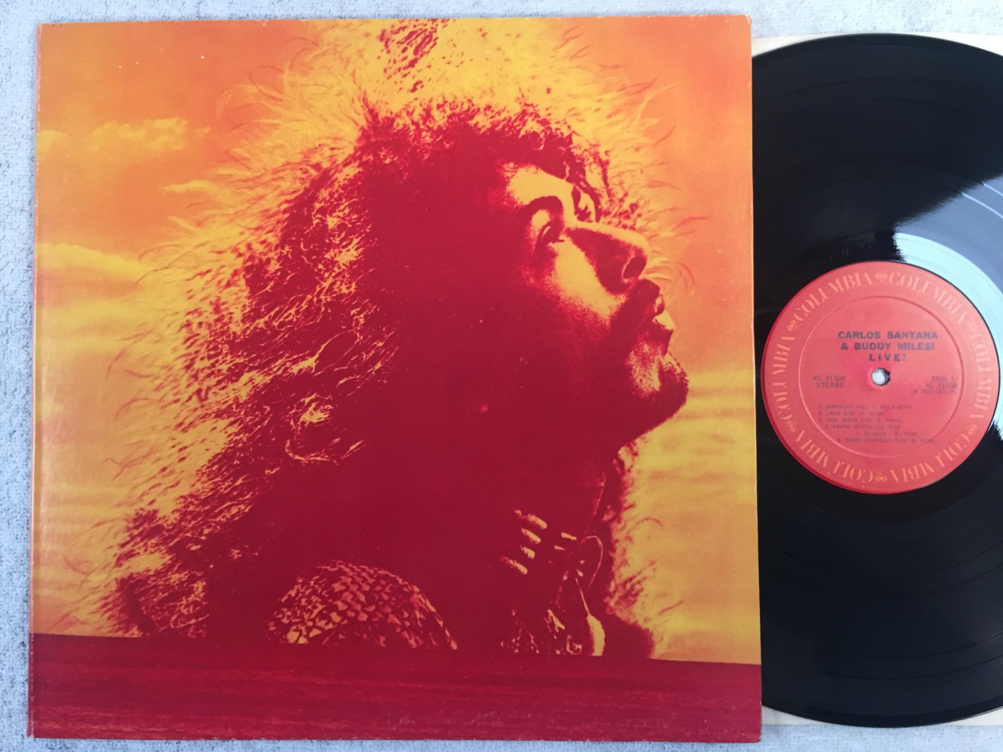 Omslagsbild för skivan CARLOS SANTANA & BUDDY MILES live!  LP -72 US COLUMBIA KC 31308