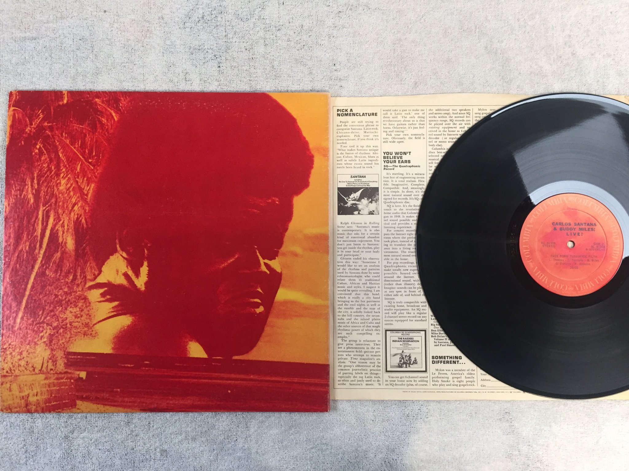 Omslagsbild för skivan CARLOS SANTANA & BUDDY MILES live!  LP -72 US COLUMBIA KC 31308
