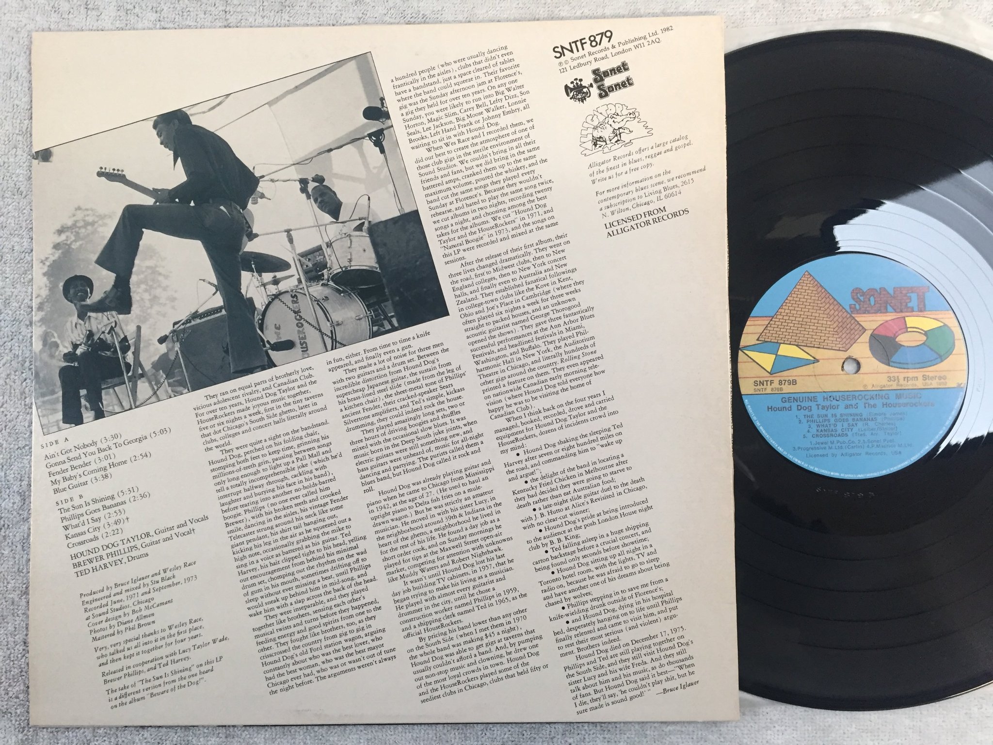 Omslagsbild för skivan HOUND DOG TAYLOR & THE HOUSEROCKERS genuine... LP -82 UK SONET SNTF 879