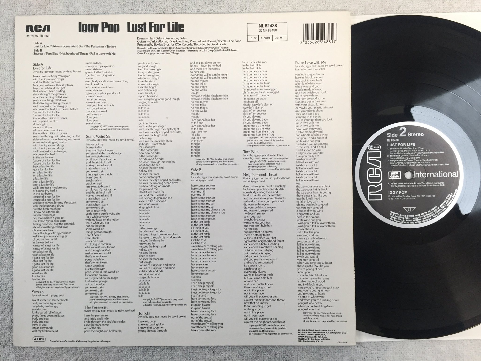Omslagsbild för skivan IGGY POP lust for life LP re Ger RCA NL 82488