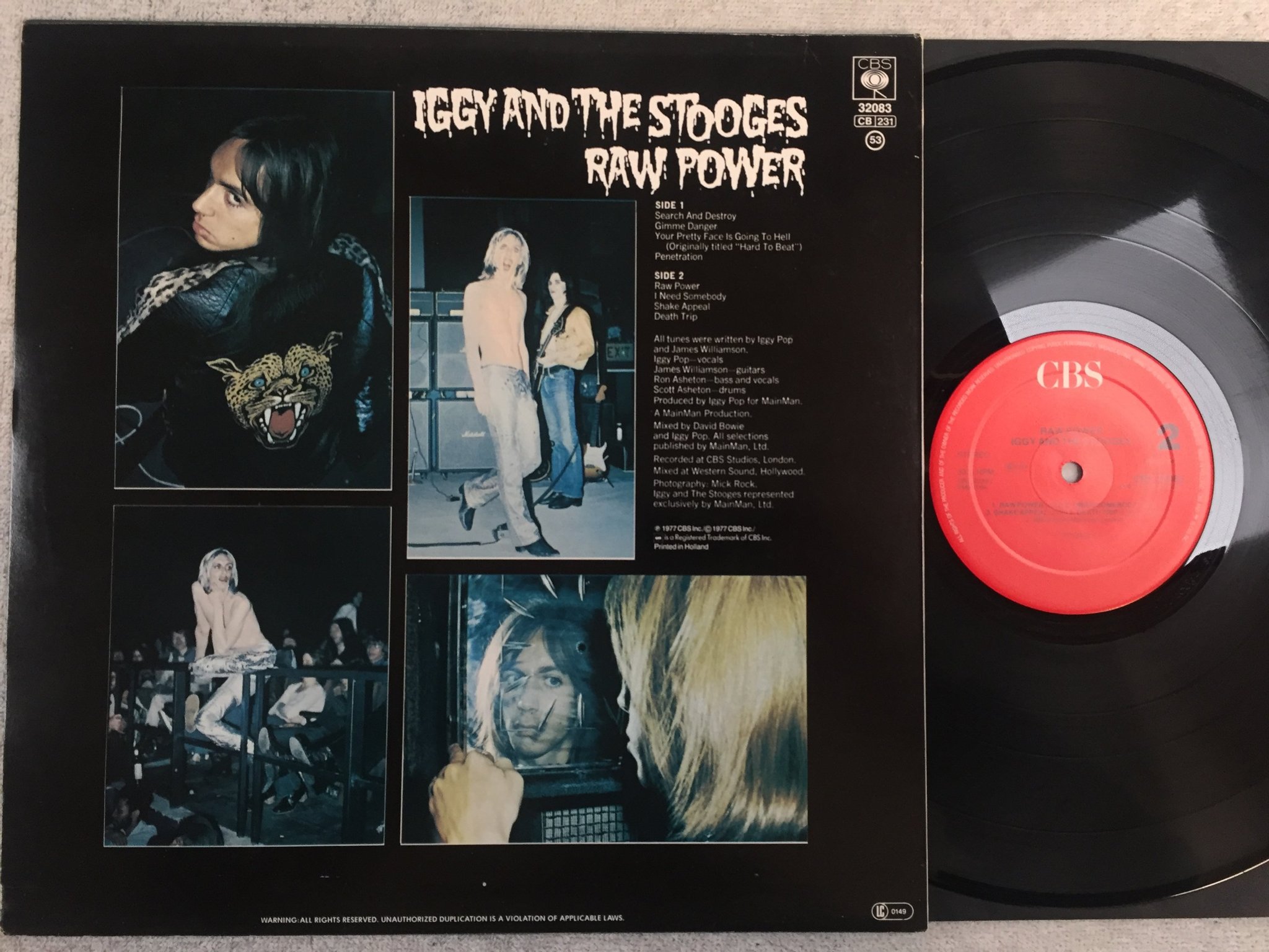 Omslagsbild för skivan IGGY AND THE STOOGES raw power LP re Hol CBS 32083