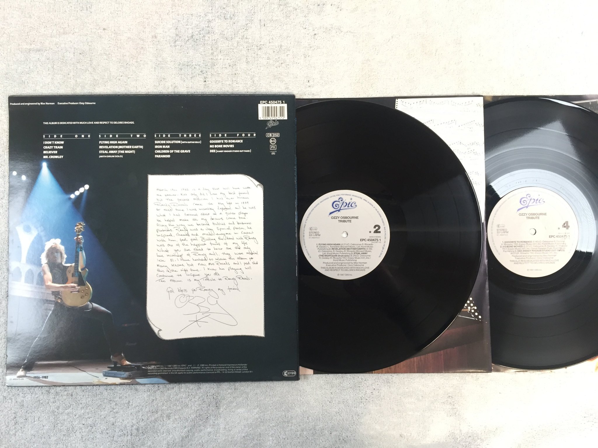 Omslagsbild för skivan OZZY OSBOURNE / RANDY RHOADS tribute 2xLP -87 EPIC EPC 450475 1