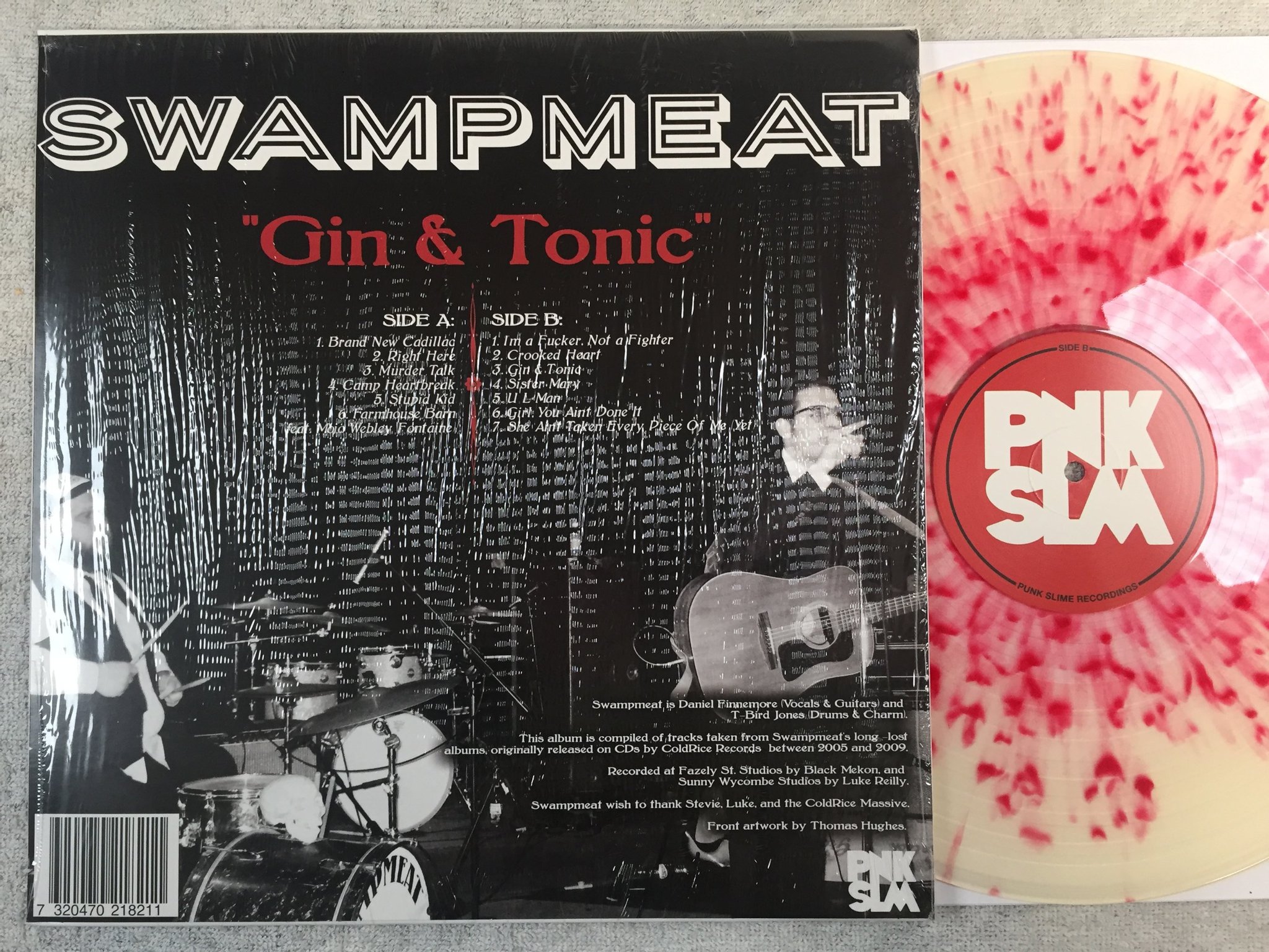 Omslagsbild för skivan SWAMPMEAT gin & tonic LP 2016 UK PNKSLM 019 Splattered Red GARAGE ROCK