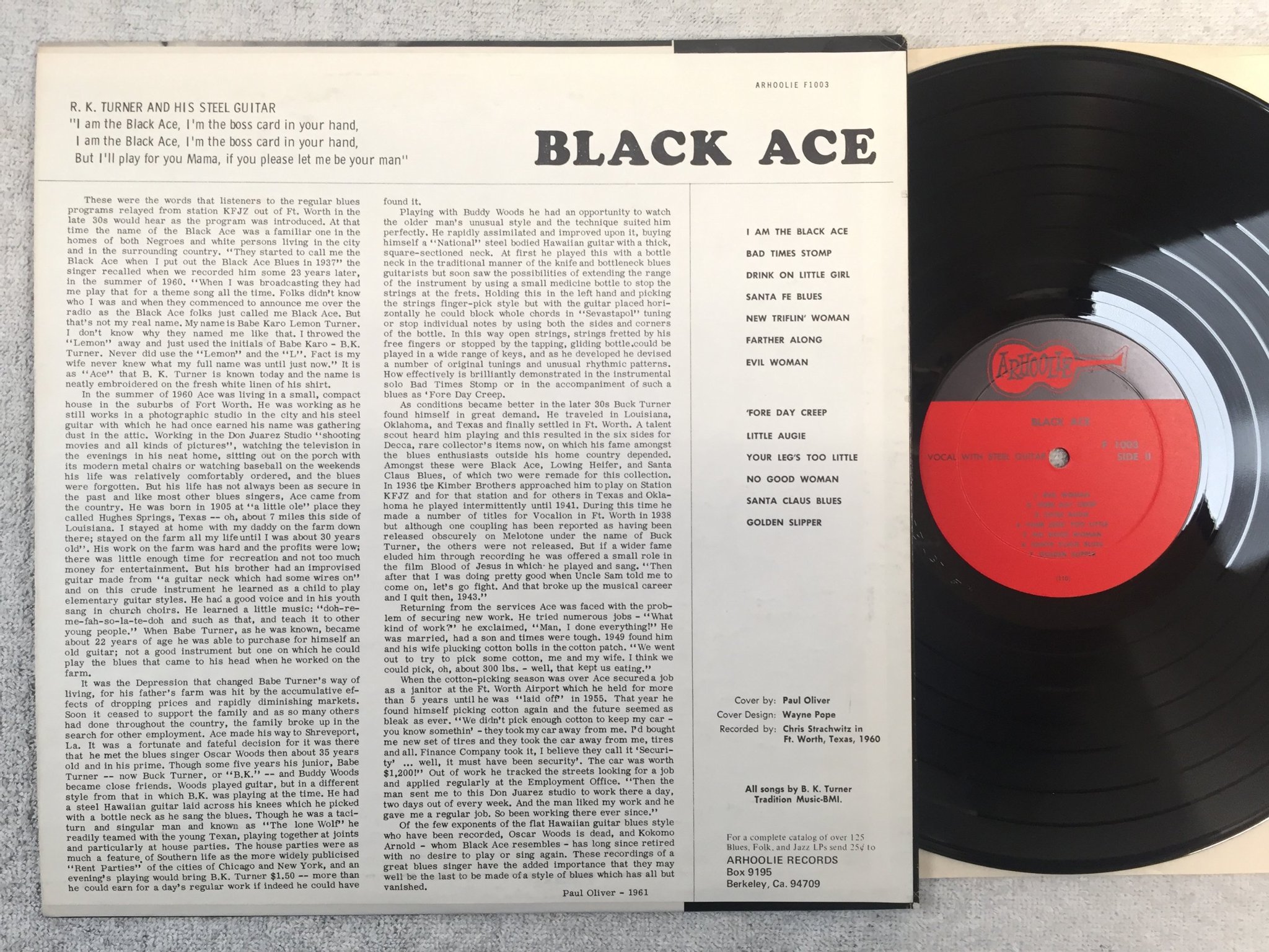 Omslagsbild för skivan BLACK ACE s/t LP US ARHOOLIE F1003 