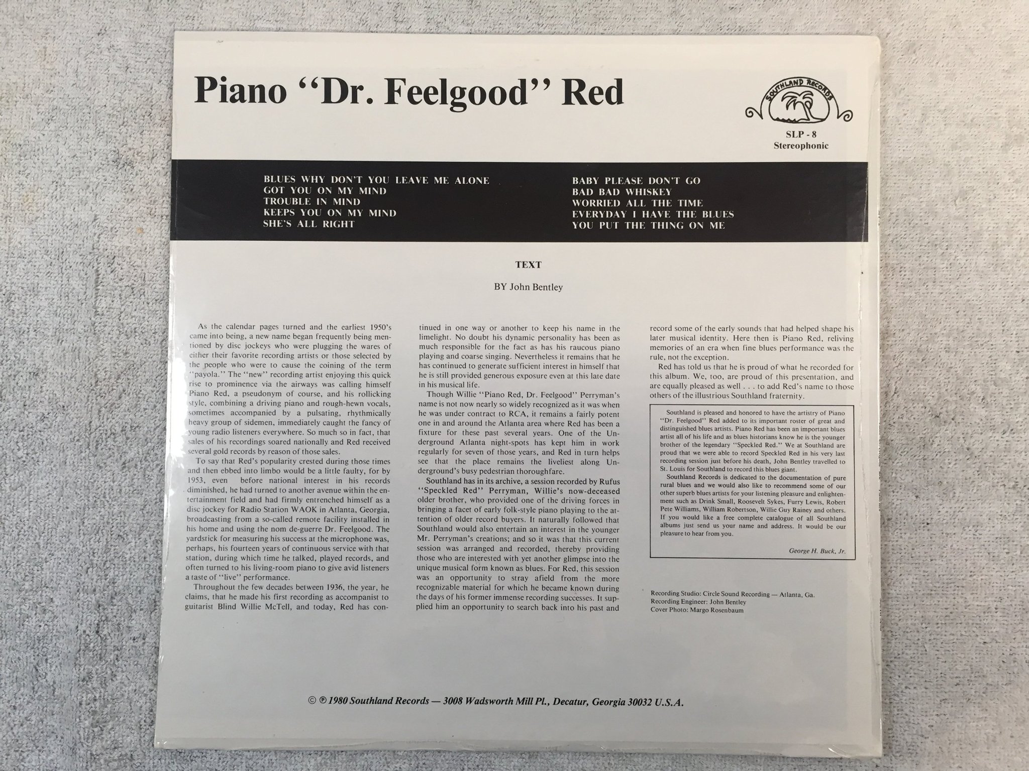 Omslagsbild för skivan PIANO "DR FEELGOOD" RED LP -80 US SOUTHLAND SLP - 8 sealed