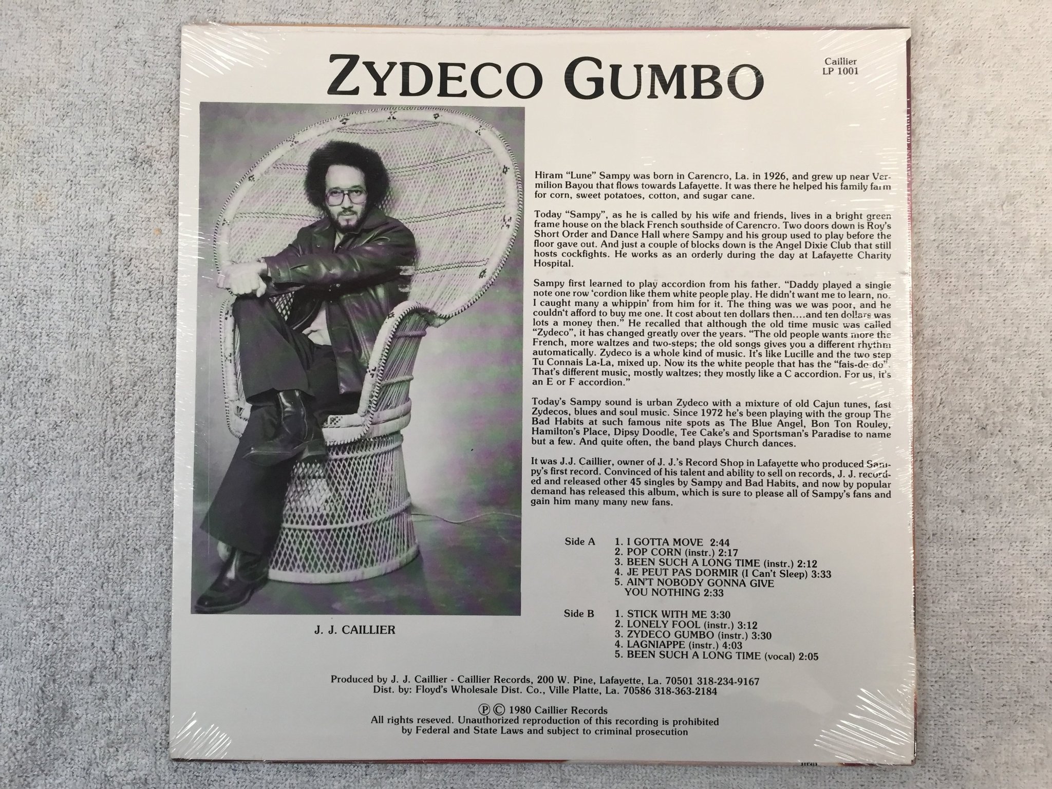 Omslagsbild för skivan SAMPY & BAD HABITS Zydeco Gumbo LP -80 US CAILLIER LP 1001 sealed & Rare!!!!!