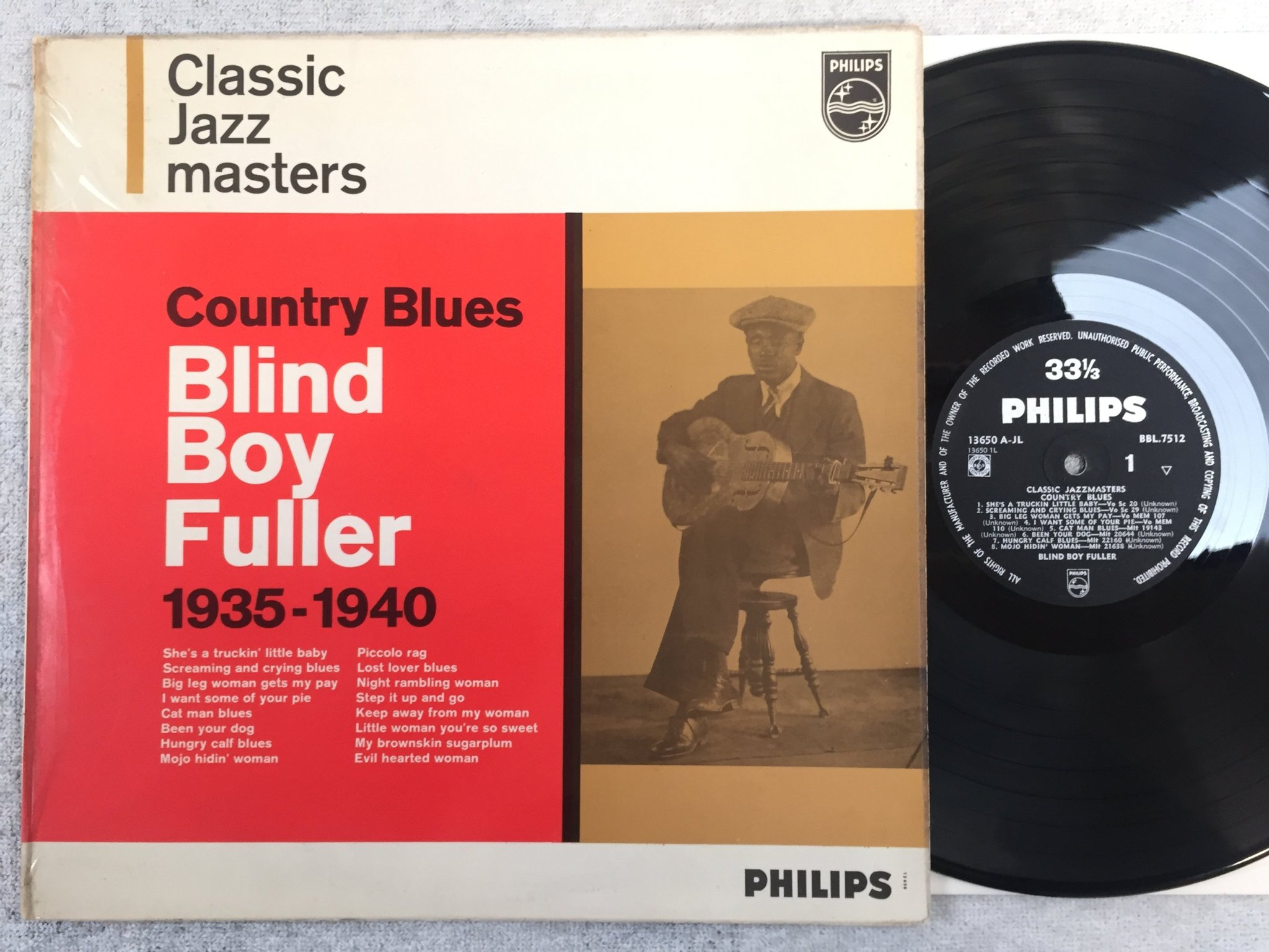 Omslagsbild för skivan BLIND BOY FULLER Country Blues 1935-1940 LP -62 UK PHILIPS  BBL 7512 rare!