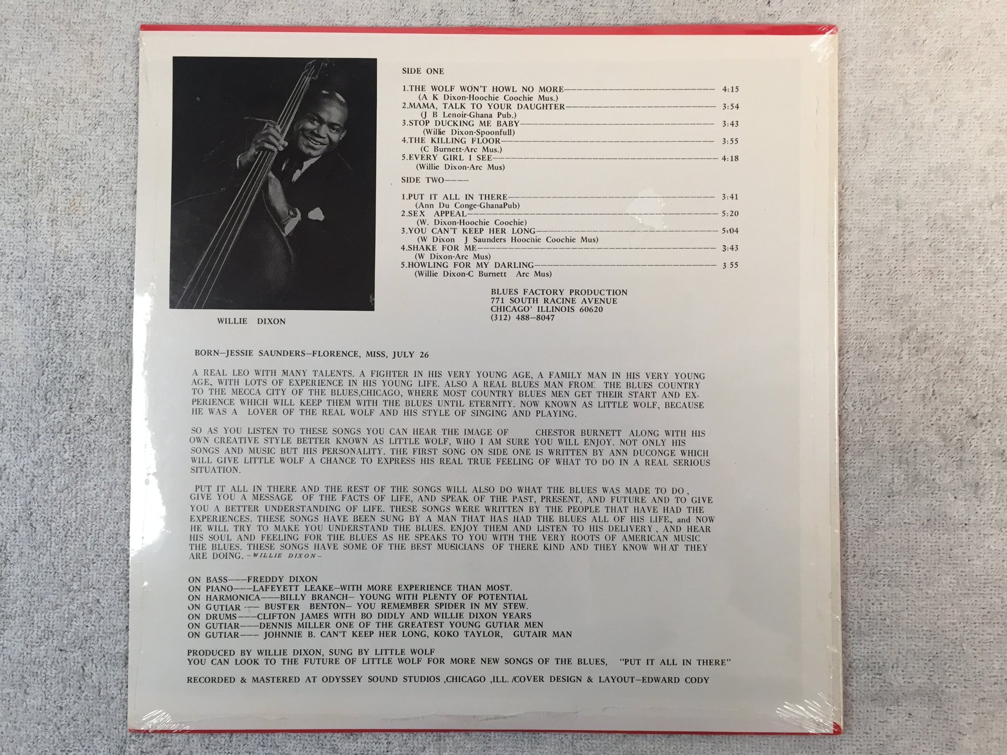 Omslagsbild för skivan LITTLE WOLF sings the blues LP -76 US blues factory 9595 SEALED rare!!