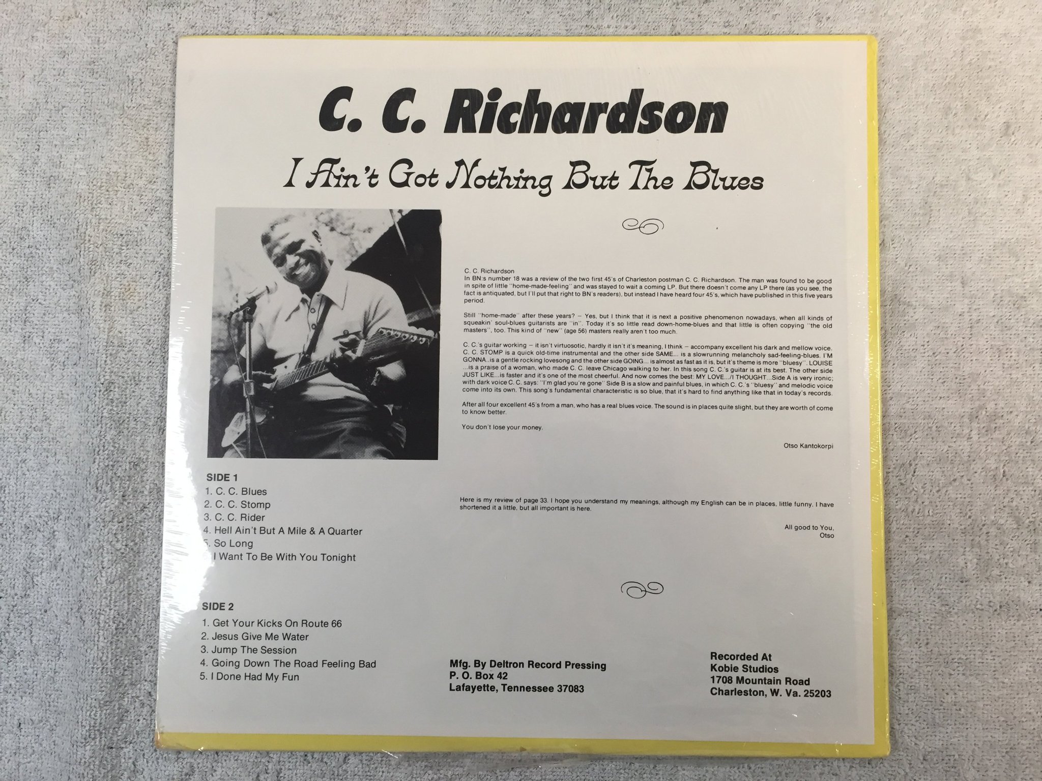 Omslagsbild för skivan C.C. RICHARDSON I ain't got nothing but the blues LP US private pressing STILL S