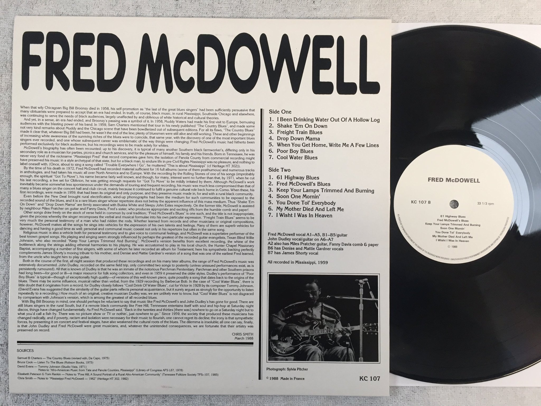 Omslagsbild för skivan FRED McDOWELL shake em on down 1959 LP -88 Fra kc 107 MONO 