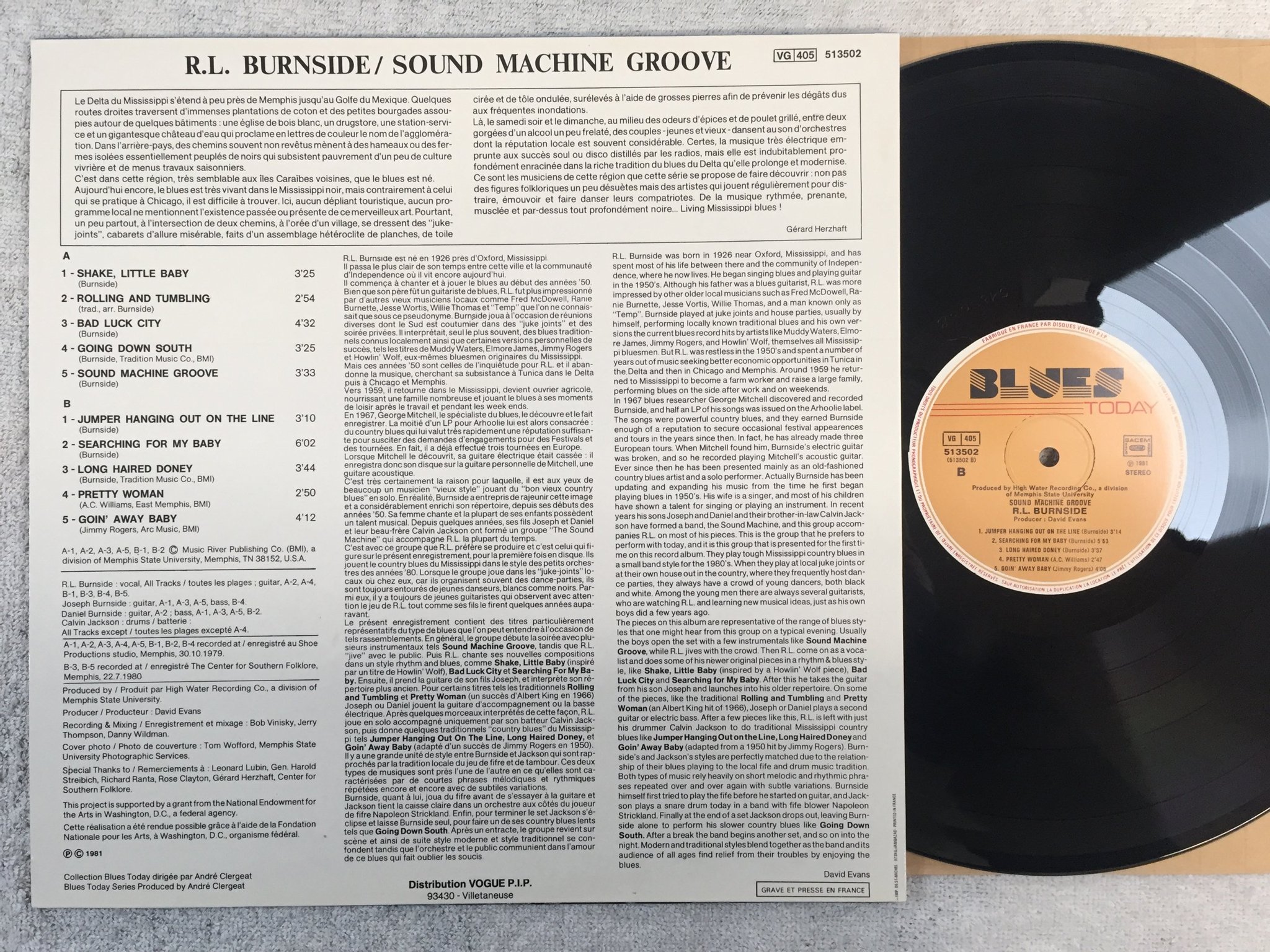 Omslagsbild för skivan R.L. BURNSIDE sound machine groove LP -81 Fra BLUES TODAY 513502 mega rare!!