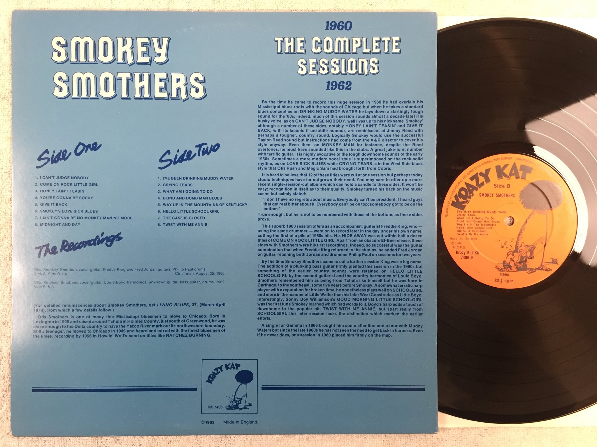 Omslagsbild för skivan SMOKEY SMOTHERS The Complete Sessions 1960-1962 LP -82 UK KRAZY KAT KK 7406