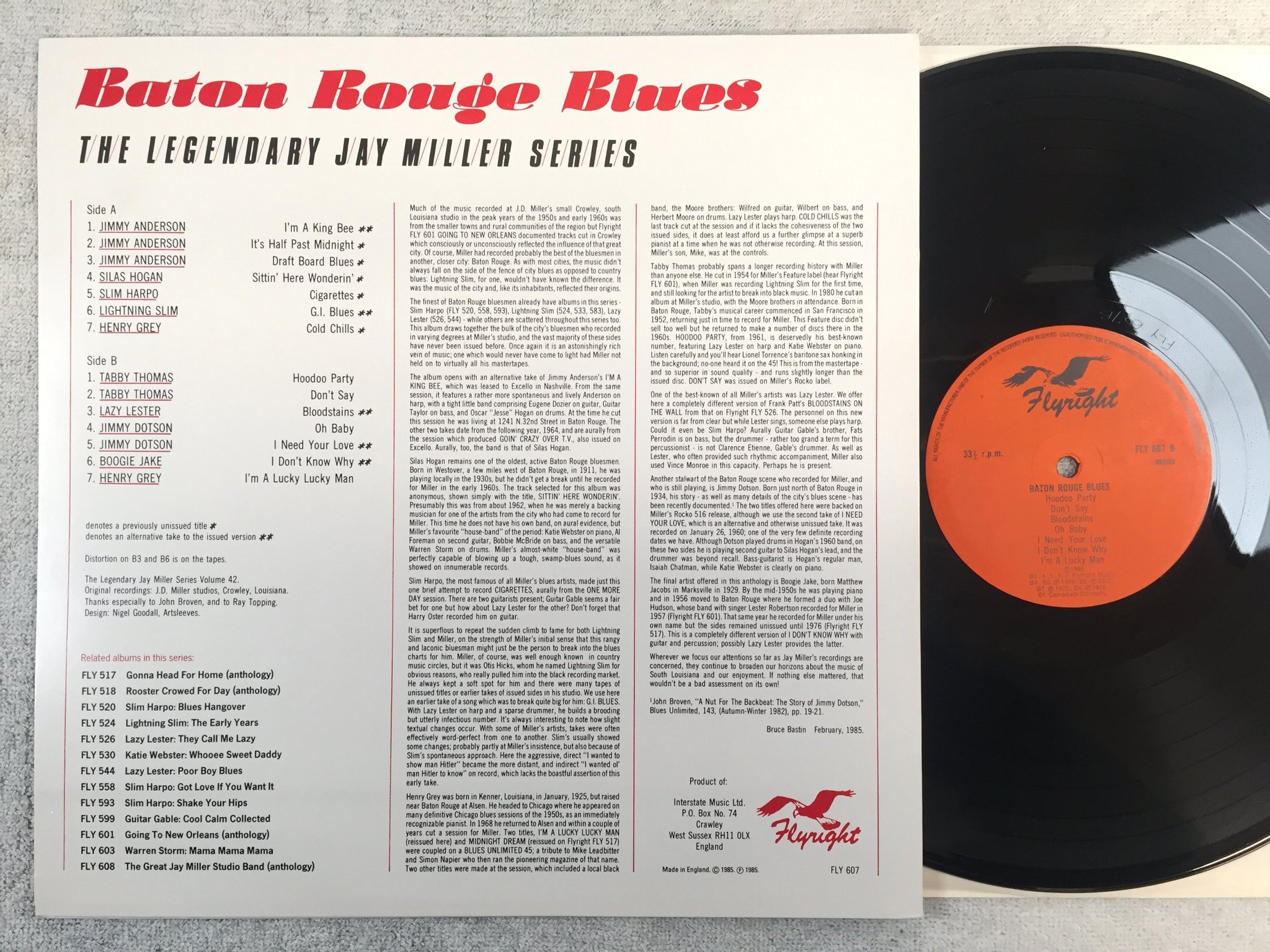 Omslagsbild för skivan V/A Baton Rouge Blues LP -85 UK FLYRIGHT FLY 607