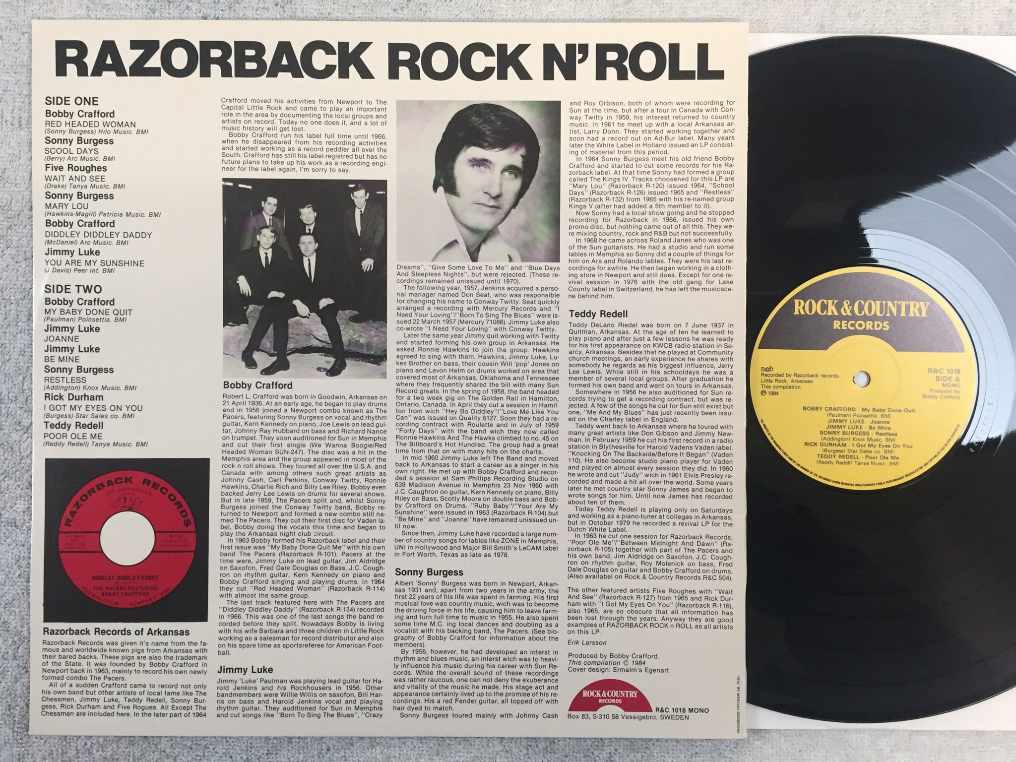 Omslagsbild för skivan V/A razorback rock n roll LP -84 Swe ROCK & COUNTRY R&C 1018