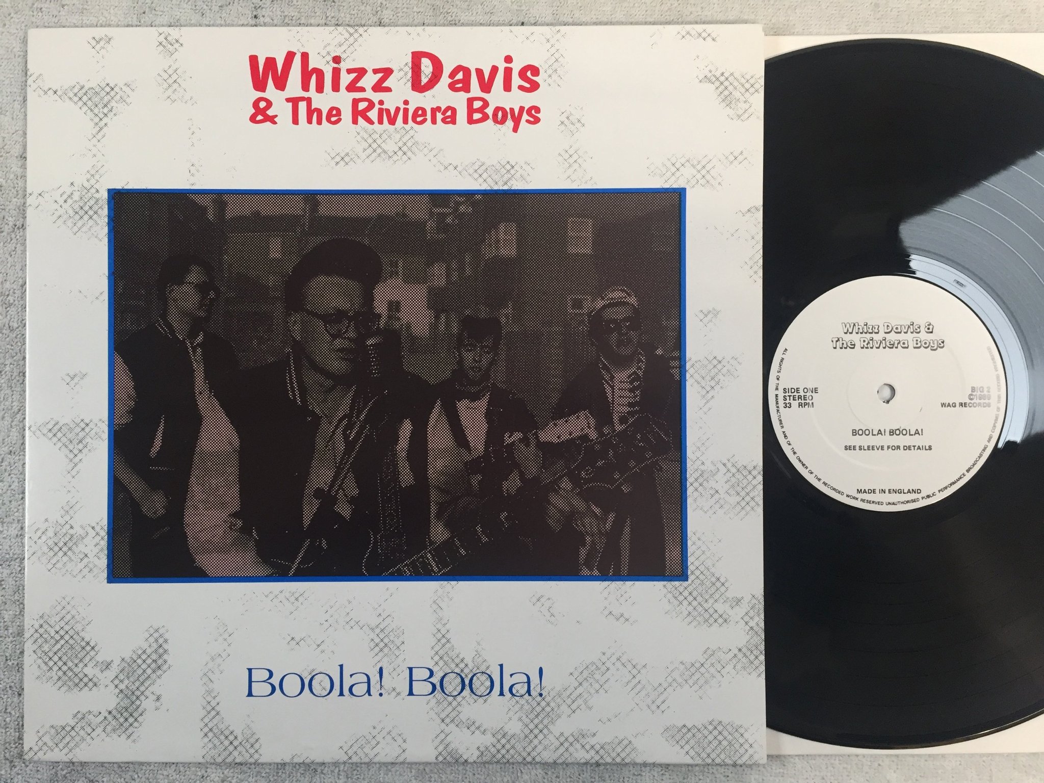 Omslagsbild för skivan WHIZZ DAVIS & THE RIVIERA BOYS boola! boola! LP -89 UK WAG BIG 2 ROCKABILLY