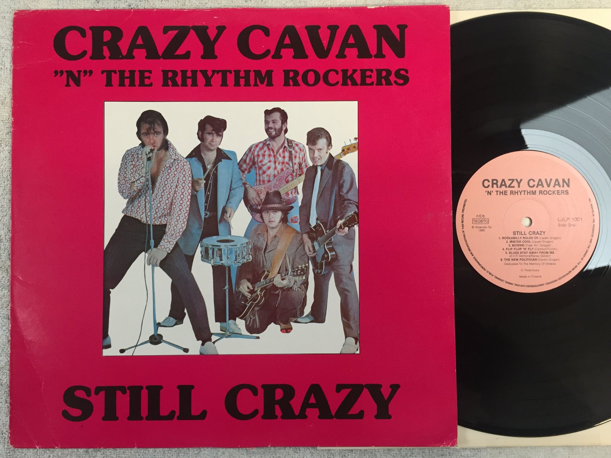 Omslagsbild för skivan CRAZY CAVAN N THE RHYTHM ROCKERS still crazy LP -80 Finland POLARVOX OY 