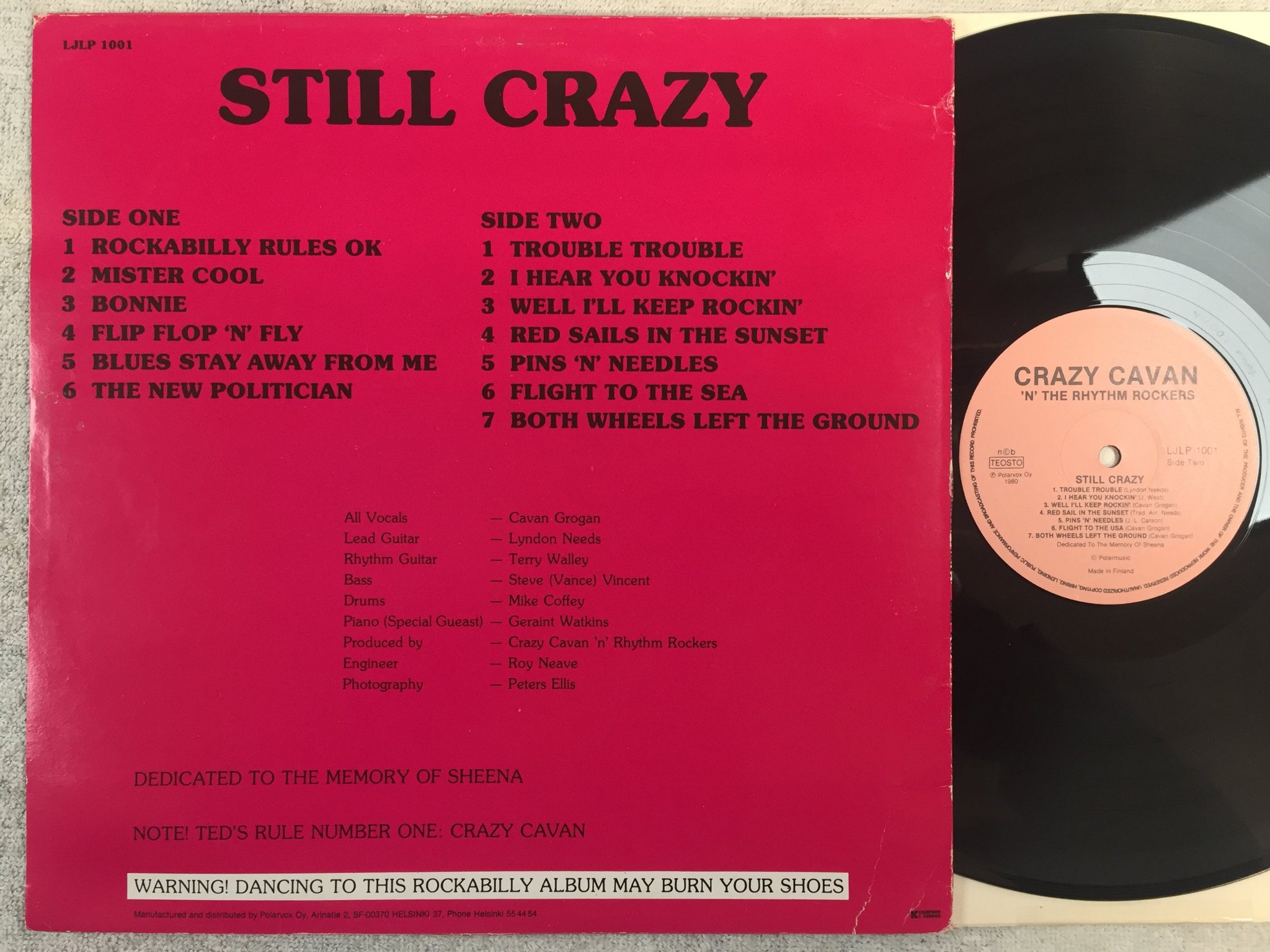 Omslagsbild för skivan CRAZY CAVAN N THE RHYTHM ROCKERS still crazy LP -80 Finland POLARVOX OY 