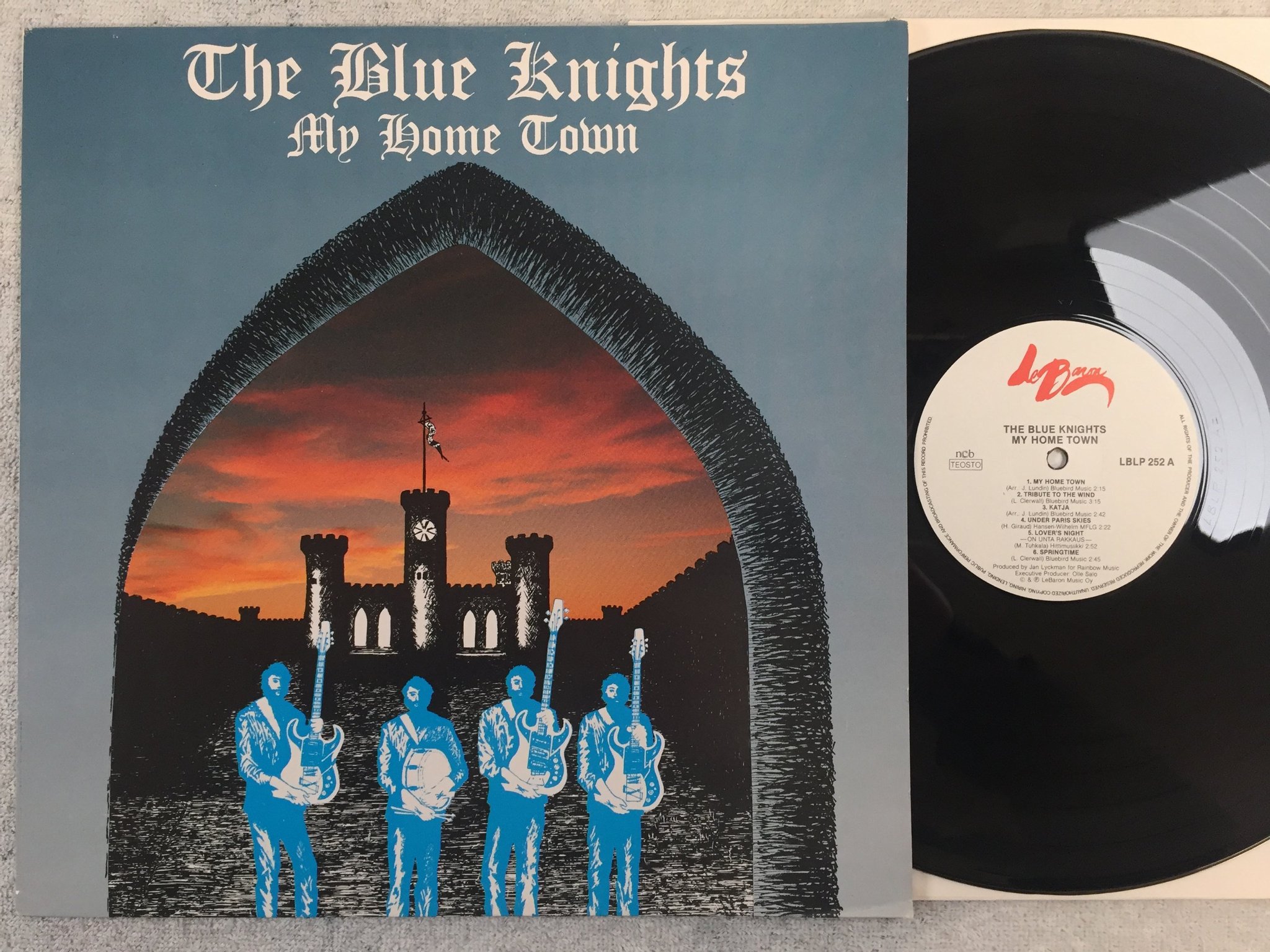 Omslagsbild för skivan THE BLUE KNIGHTS my home town LP -86 Finland LeBARON MUSIC OY LBLP 252