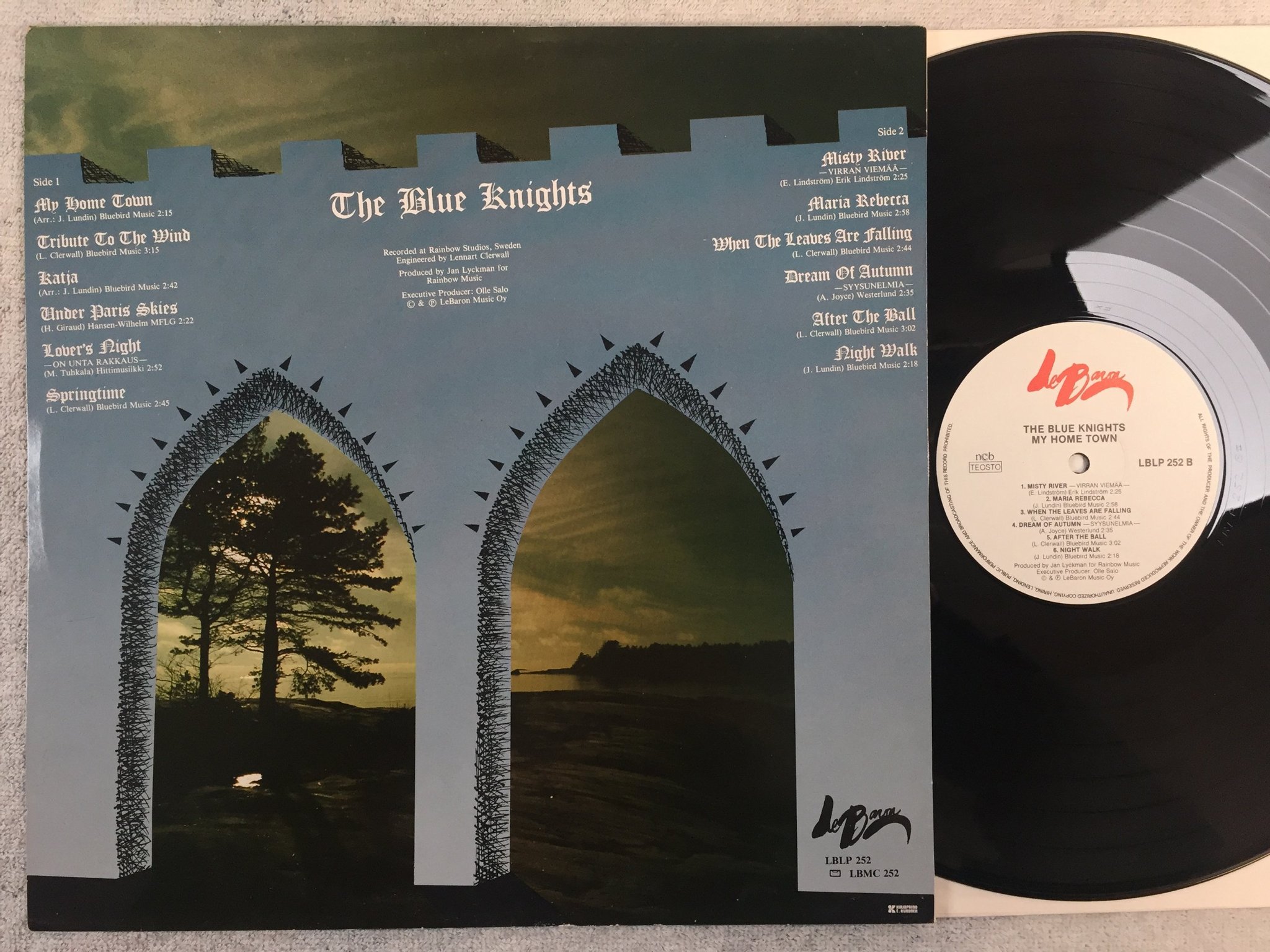 Omslagsbild för skivan THE BLUE KNIGHTS my home town LP -86 Finland LeBARON MUSIC OY LBLP 252