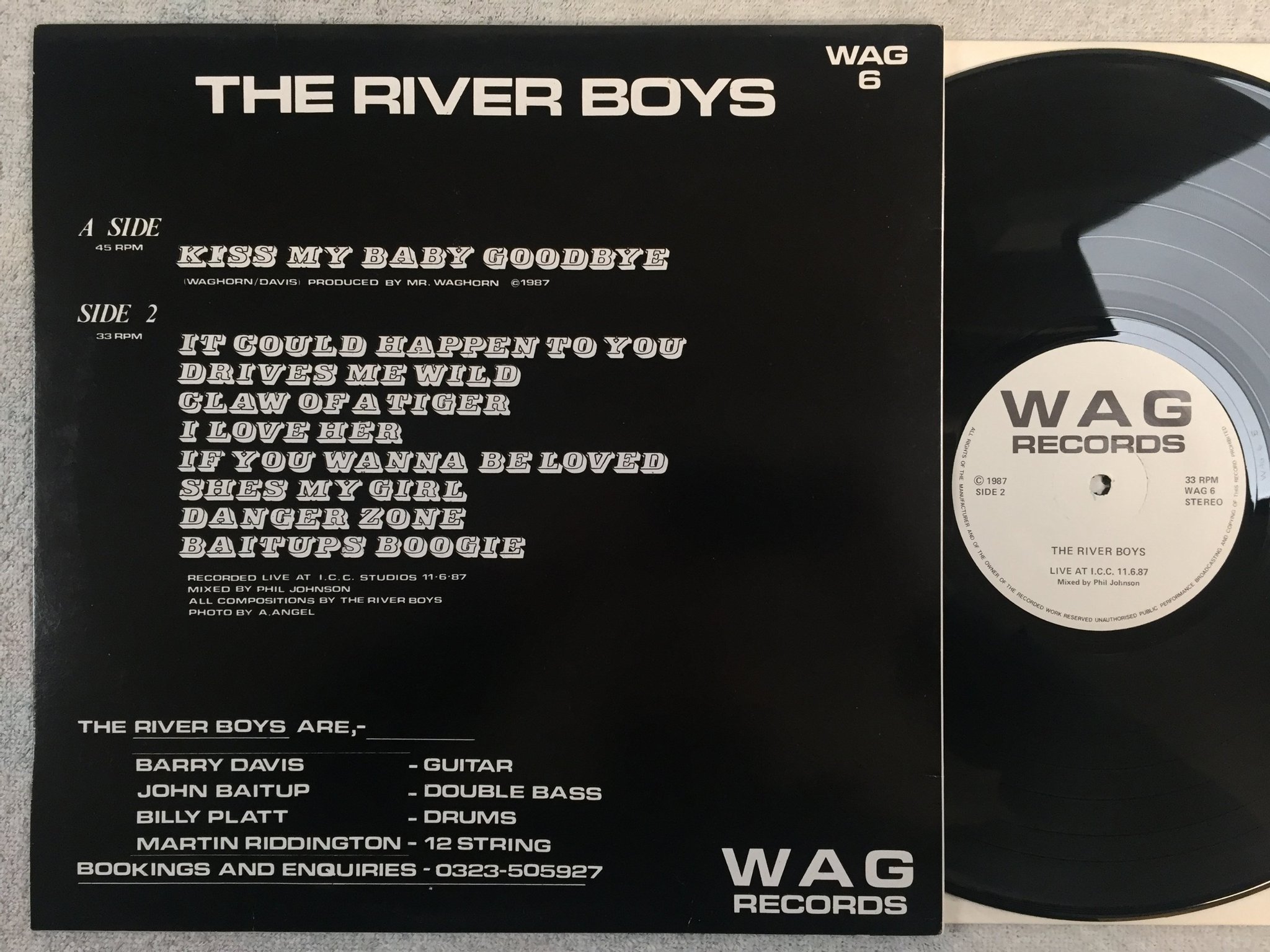 Omslagsbild för skivan THE RIVER BOYS Kiss My Baby Goodbye LP -87 UK WAG 6 rockabilly