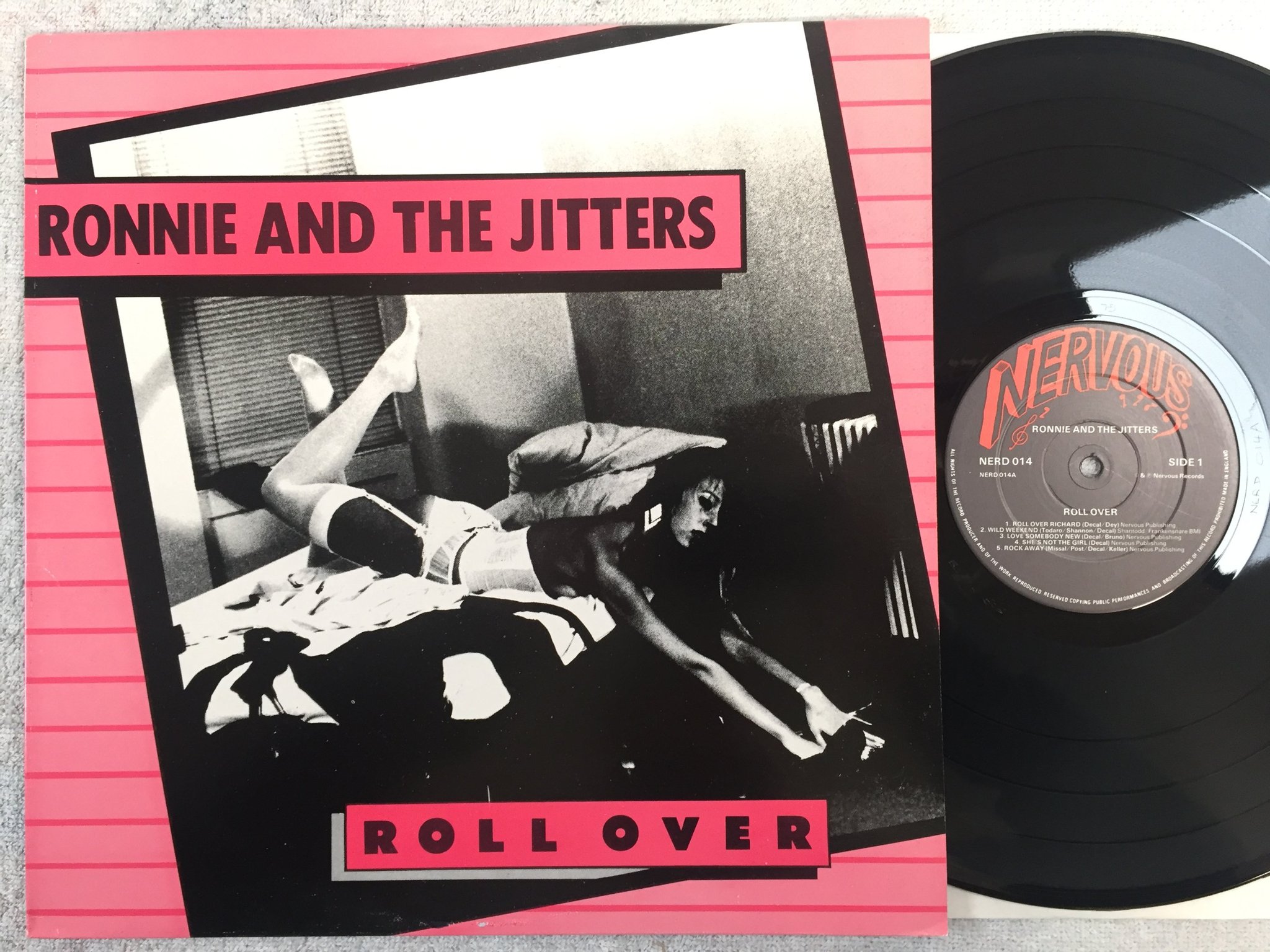 Omslagsbild för skivan RONNIE AND THE JITTERS roll over LP -84 UK NERVOUS NERD 014 rockabilly