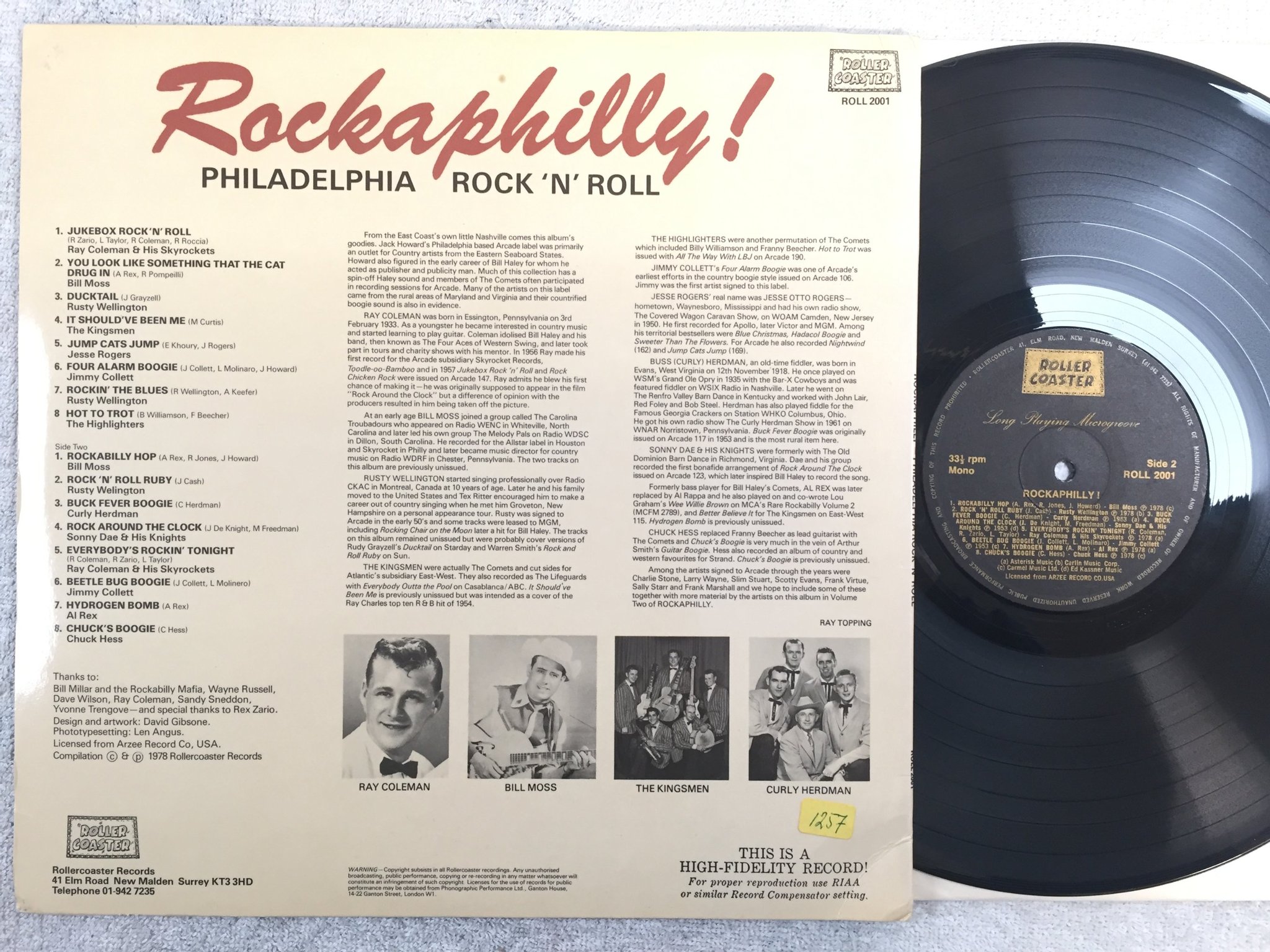 Omslagsbild för skivan V/A rockaphilly LP -78 UK ROLLERCOASTER ROLL 2001