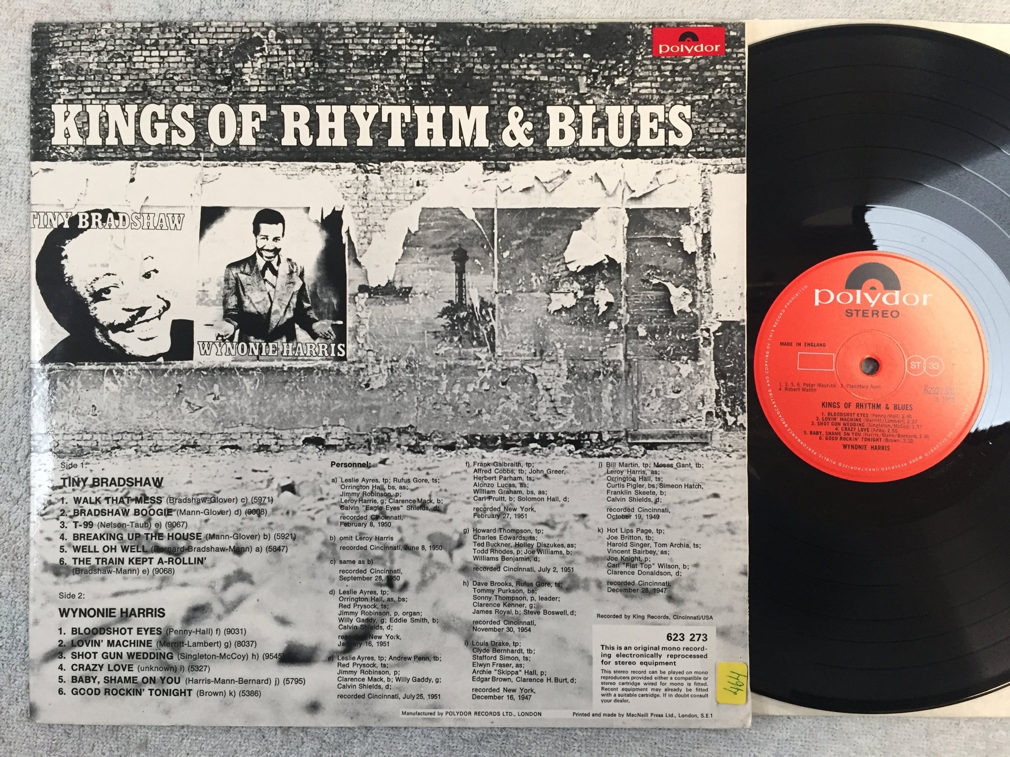 Omslagsbild för skivan TINY BRADSHAW & WYNONIE HARRIS Kings Of Rhythm & Blues LP -68 UK POLYDOR 623273