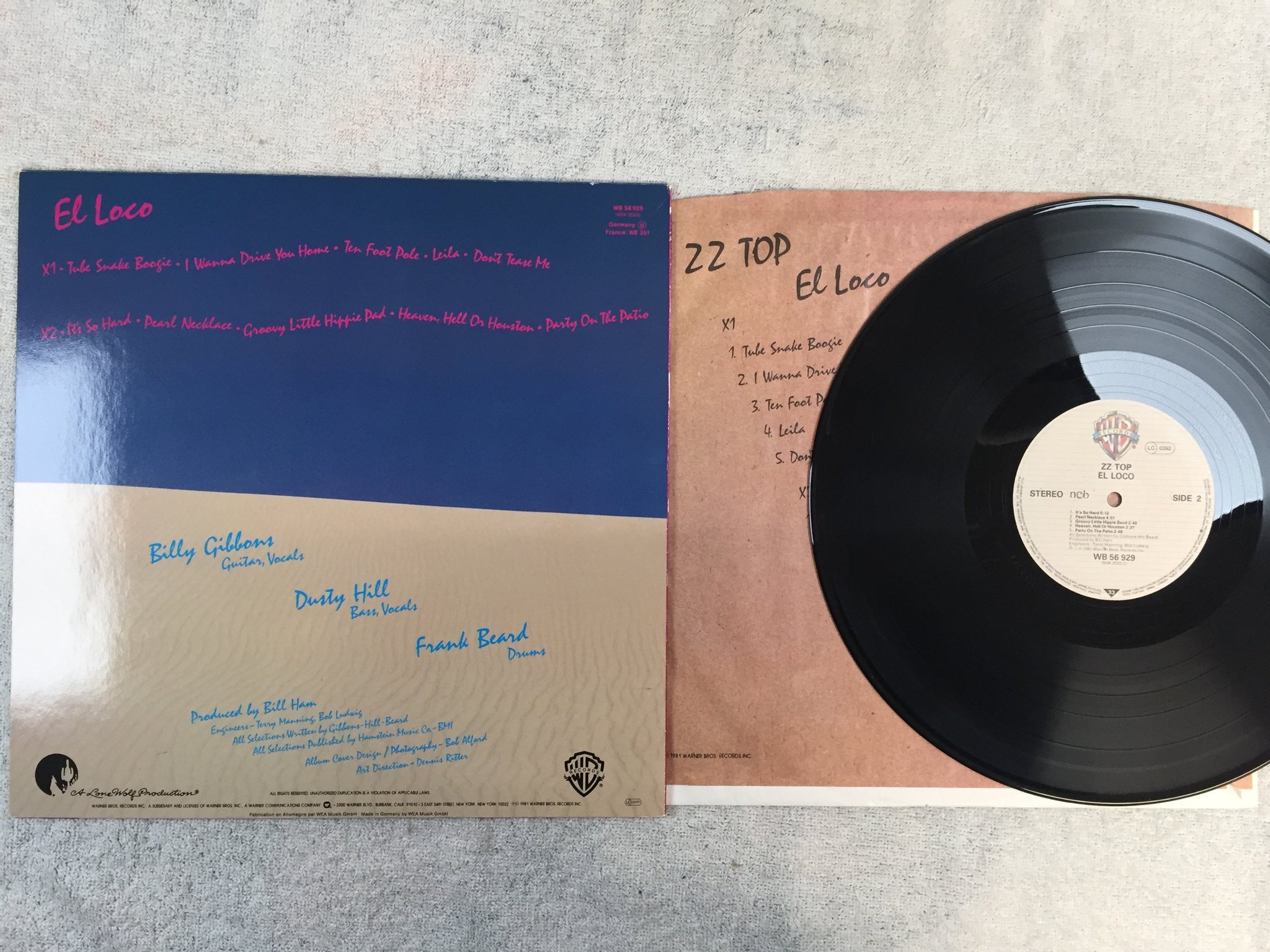 Omslagsbild för skivan ZZ TOP el loco LP -81 ncb WARNER BROS WB 56929