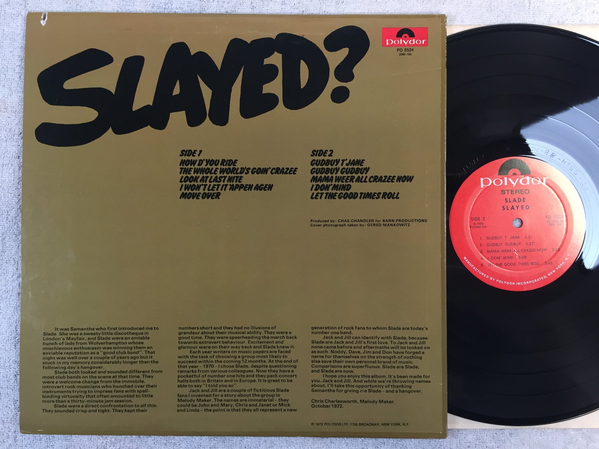 Omslagsbild för skivan SLADE slayed LP -72 US POLYDOR PD 5524 