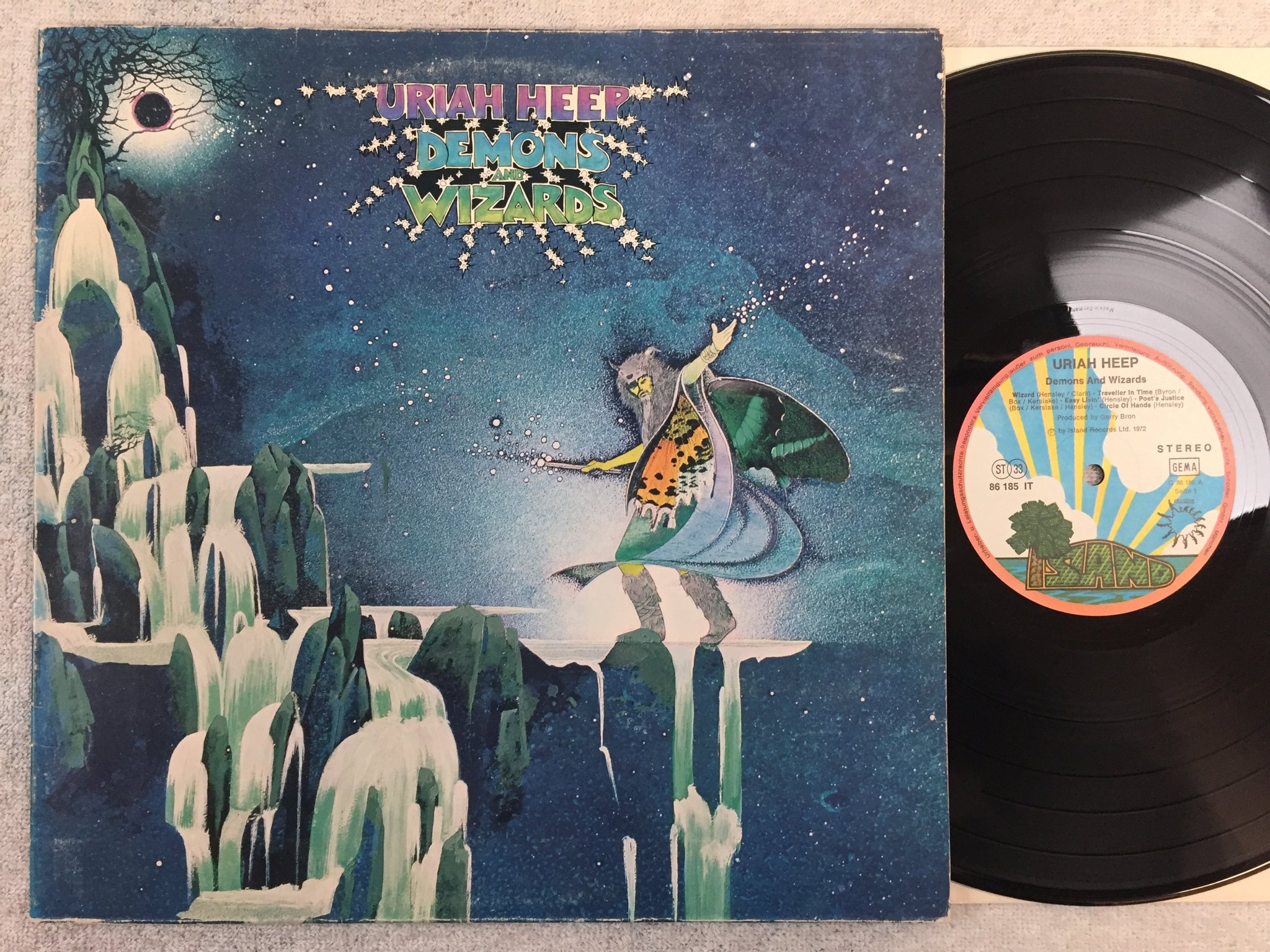 Omslagsbild för skivan URIAH HEEP demons and wizards LP -72 Ger ISLAND 86 185 IT 