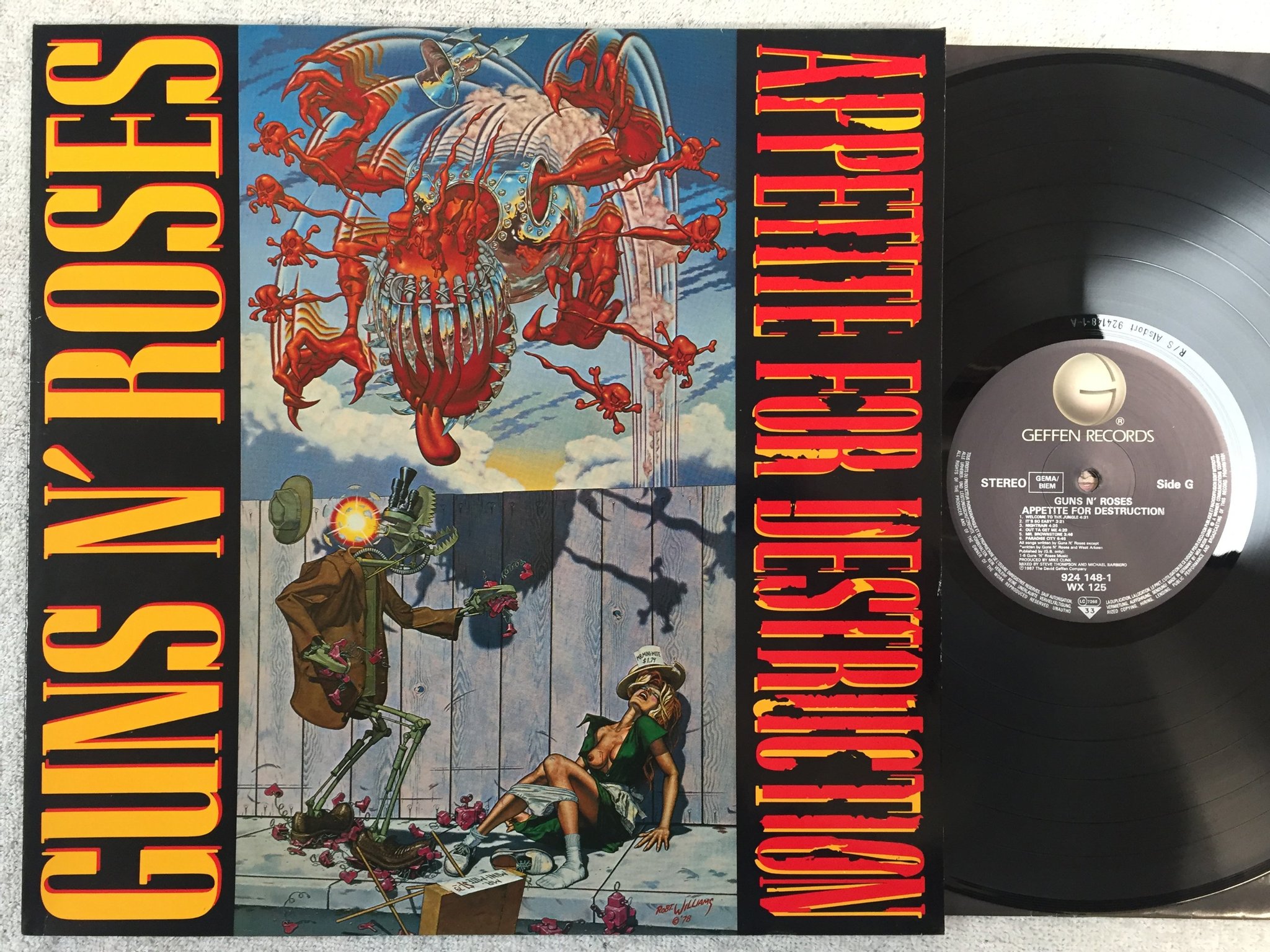 Omslagsbild för skivan GUNS N ROSES apetite for destruction LP -87 Ger GEFFEN 924148-1