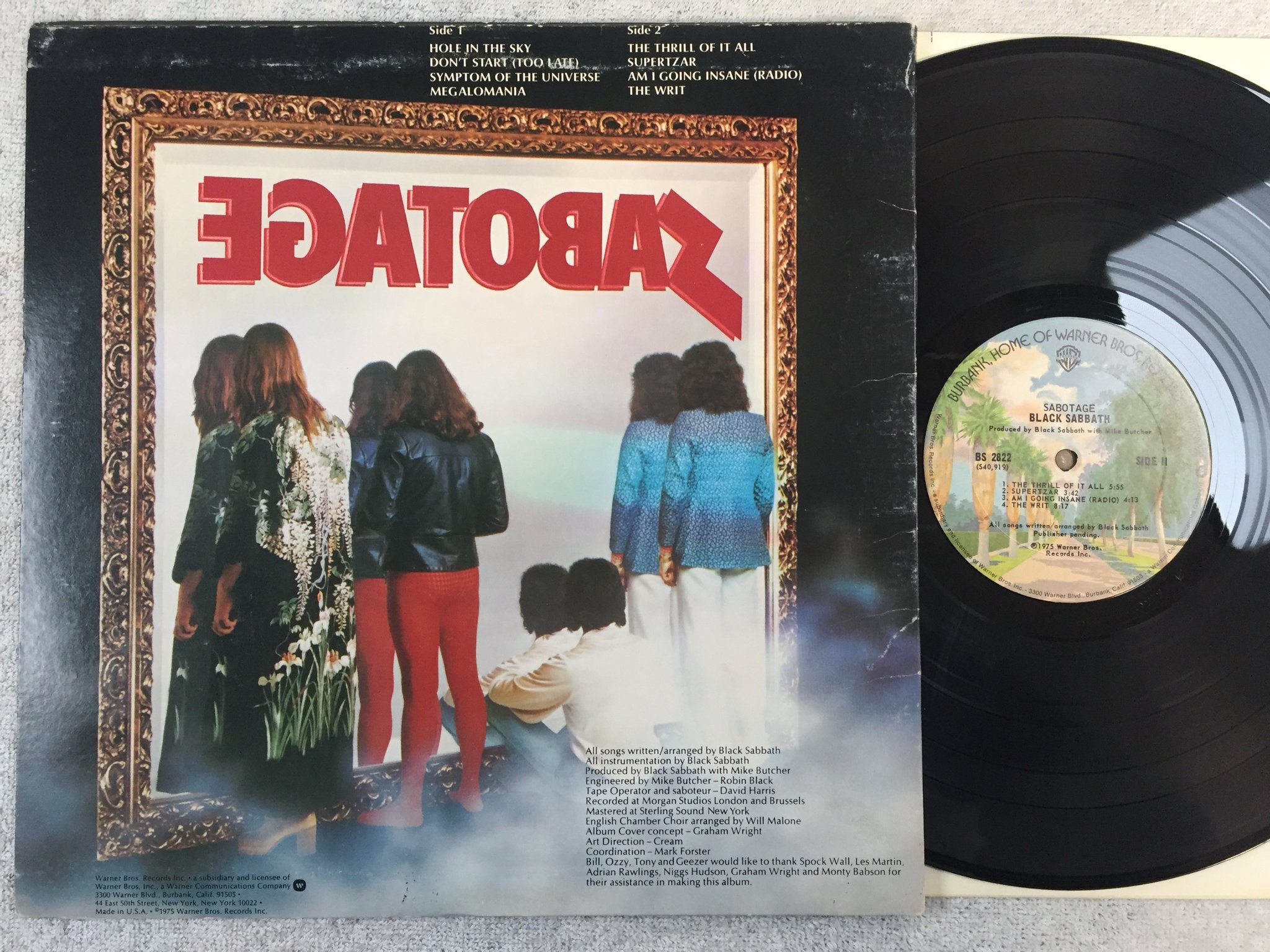 Omslagsbild för skivan BLACK SABBATH sabotage LP -75 US WARNER BROS BS 2822