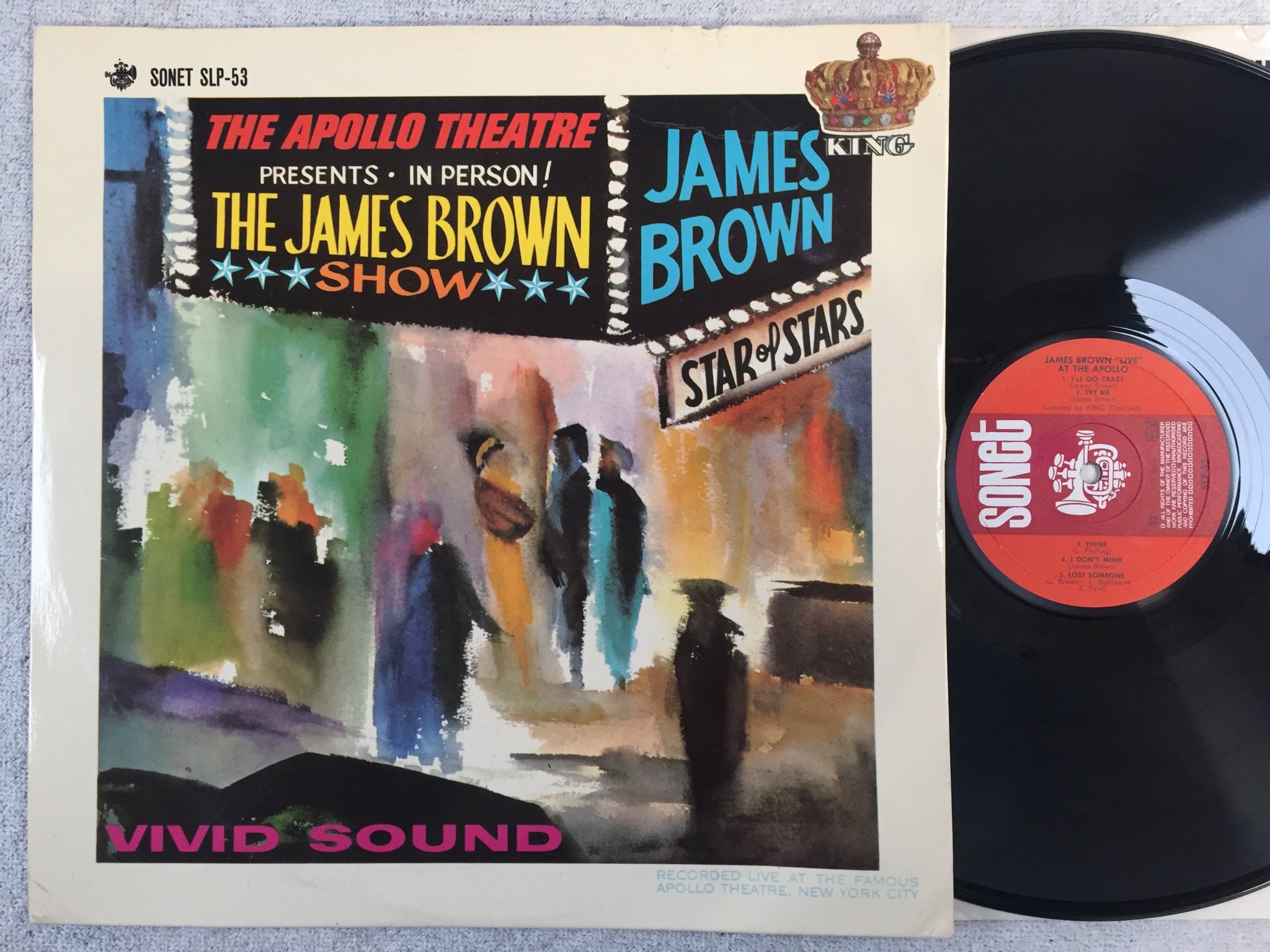 Omslagsbild för skivan JAMES BROWN live at the Apollo LP -66 Swe SONET SLP-53