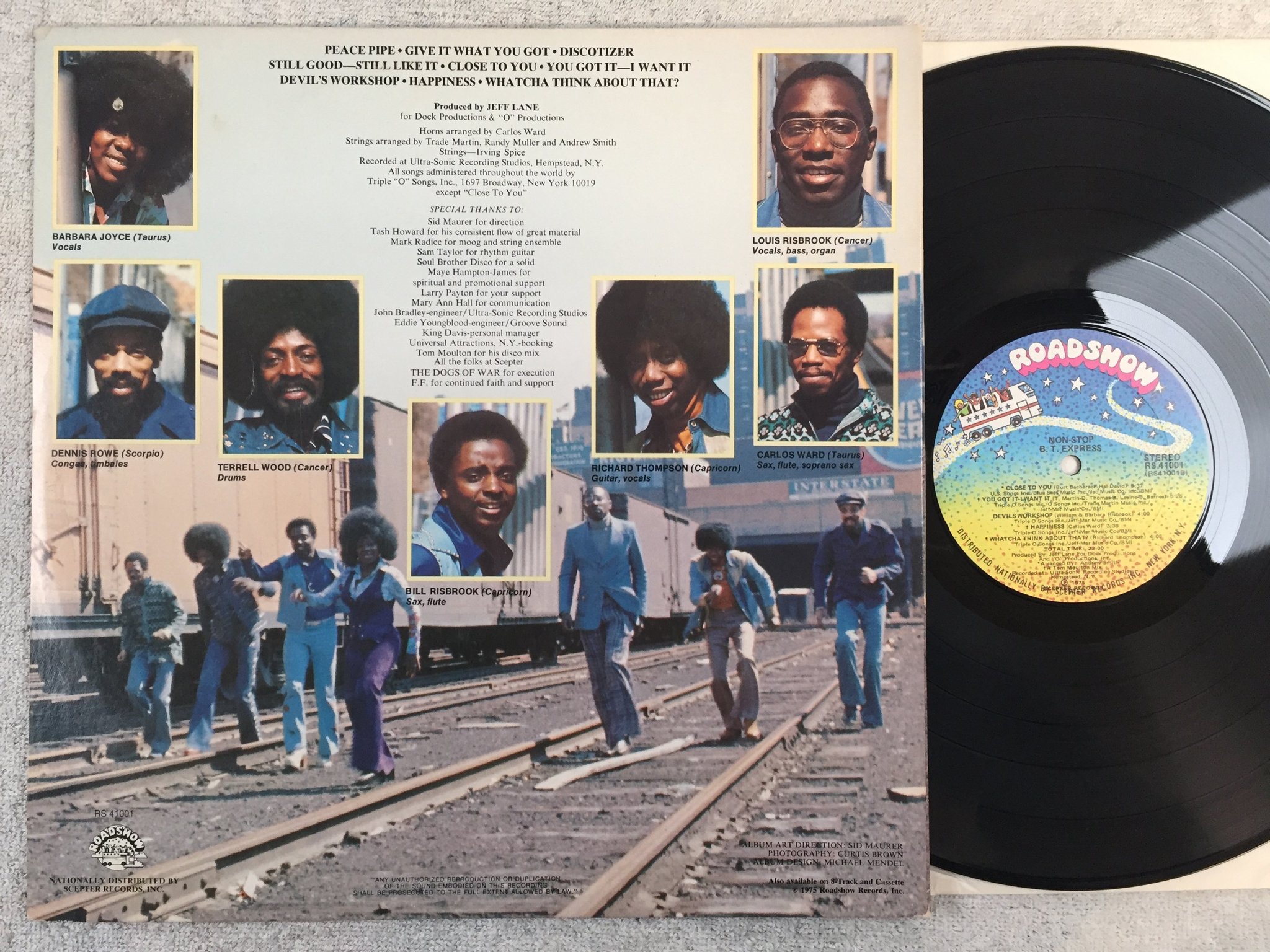 Omslagsbild för skivan B.T. EXPRESS non-stop LP -75 US ROADSHOW RS 41001