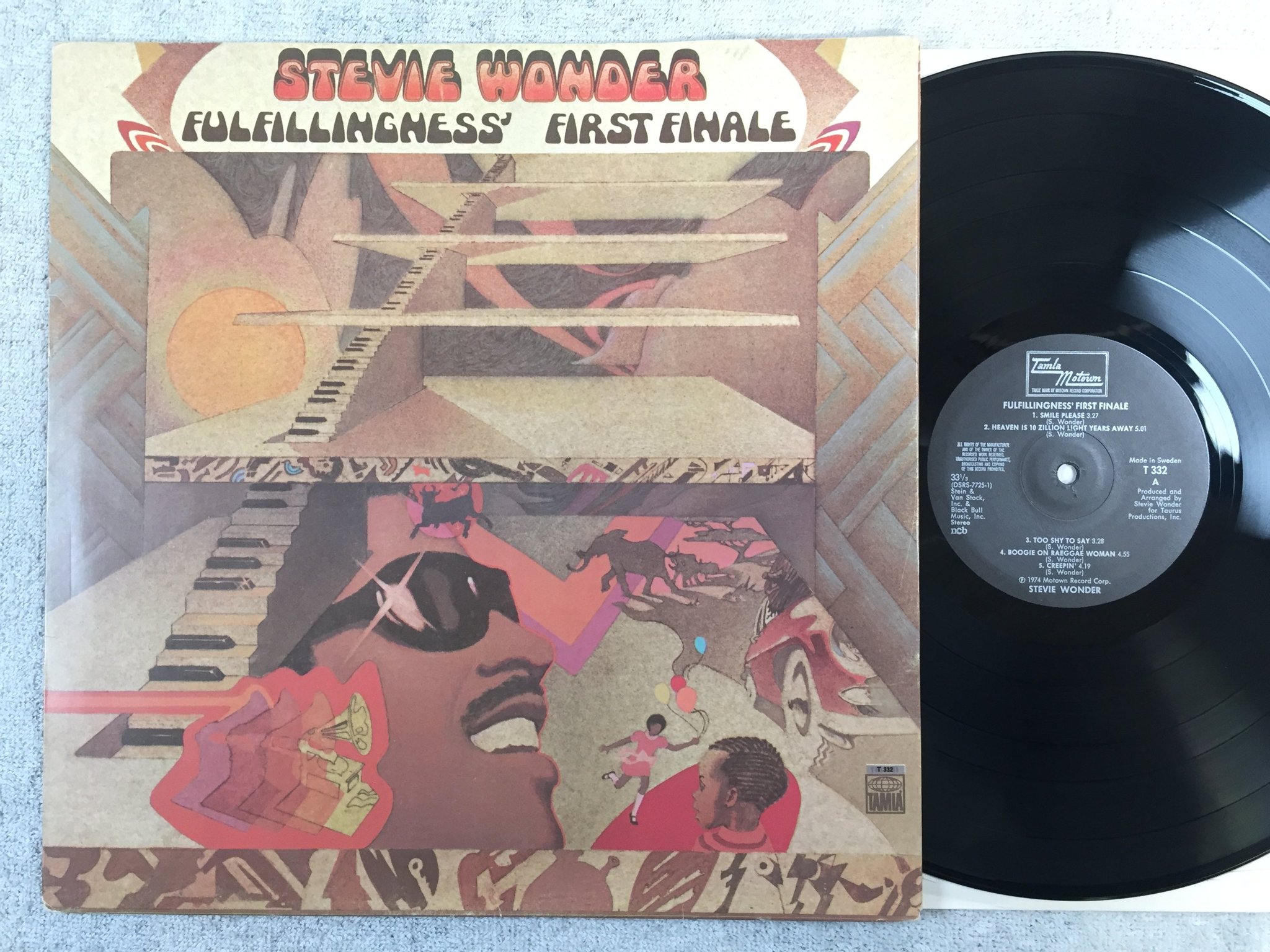 Omslagsbild för skivan  STEVIE WONDER fulfillingness first finale LP -74 ncb TAMLA MOTOWN T 332
