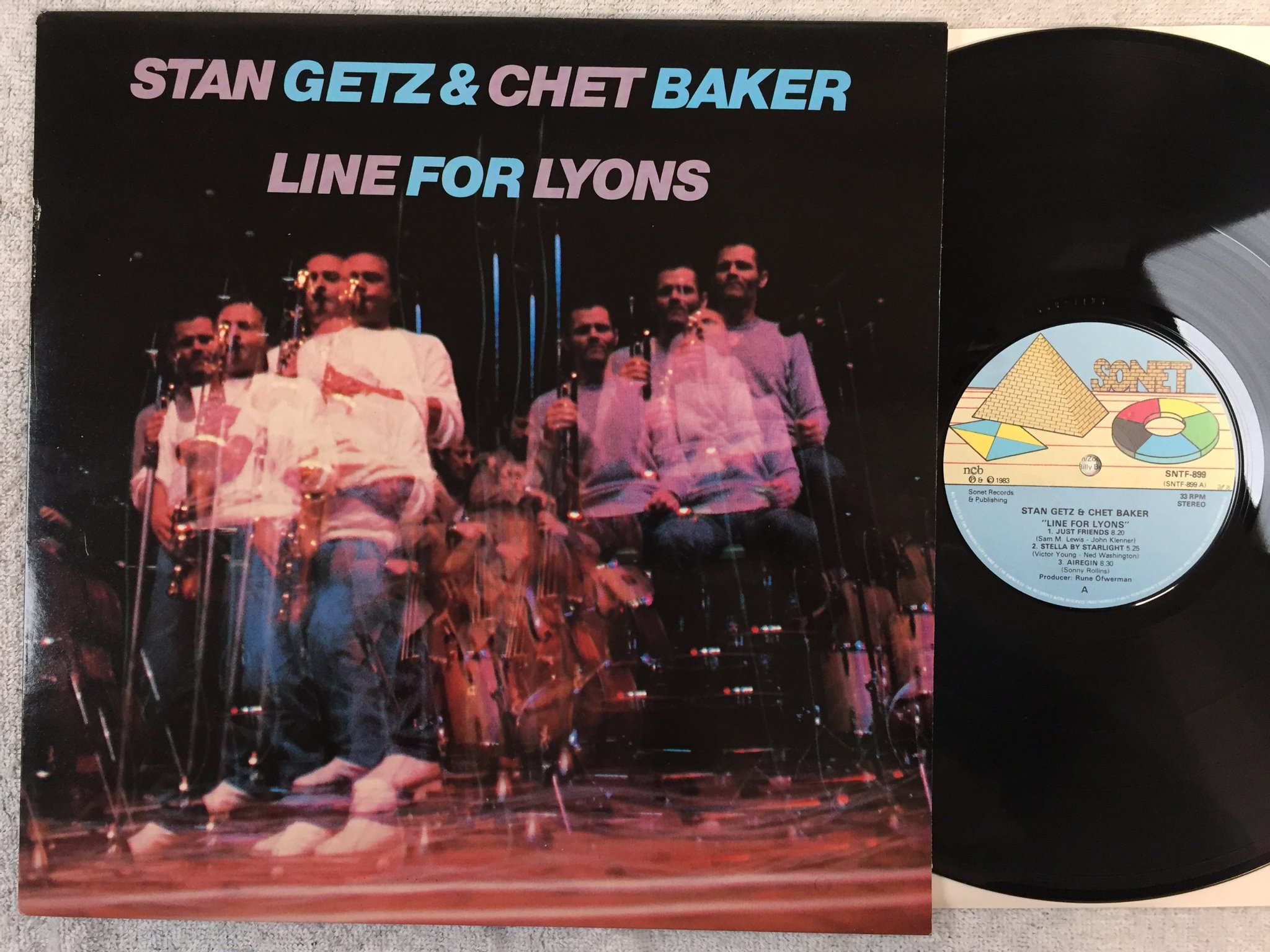 Omslagsbild för skivan STAN GETZ & CHET BAKER line for lyons LP -83 Swe SONET SNTF-899