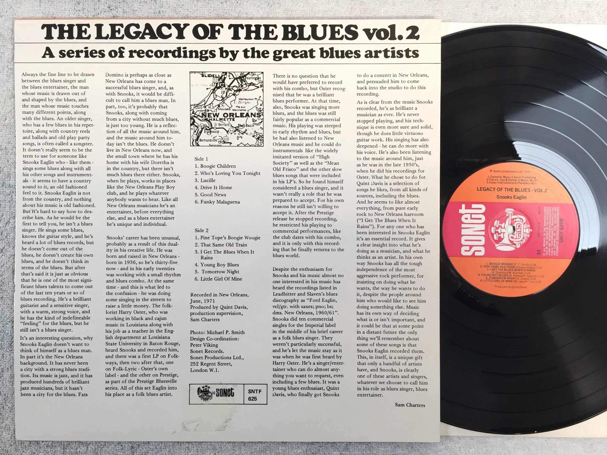 Omslagsbild för skivan SNOOKS EAGLIN legacy of the blues vol 2 LP UK SONET SNTF 625