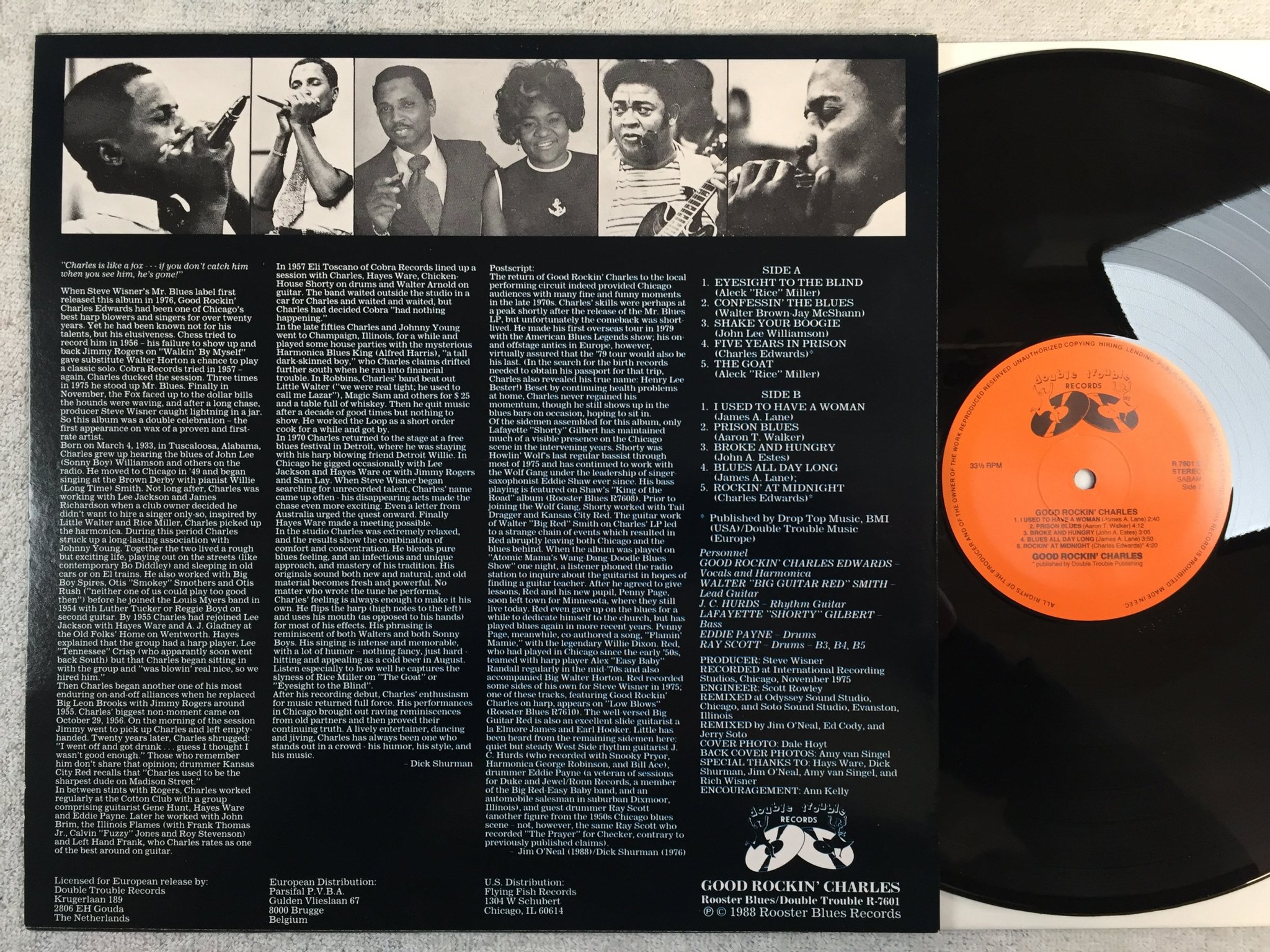 Omslagsbild för skivan GOOD ROCKIN' CHARLES s/t LP -88 Belgium DOUBLE TROUBLE R 7601