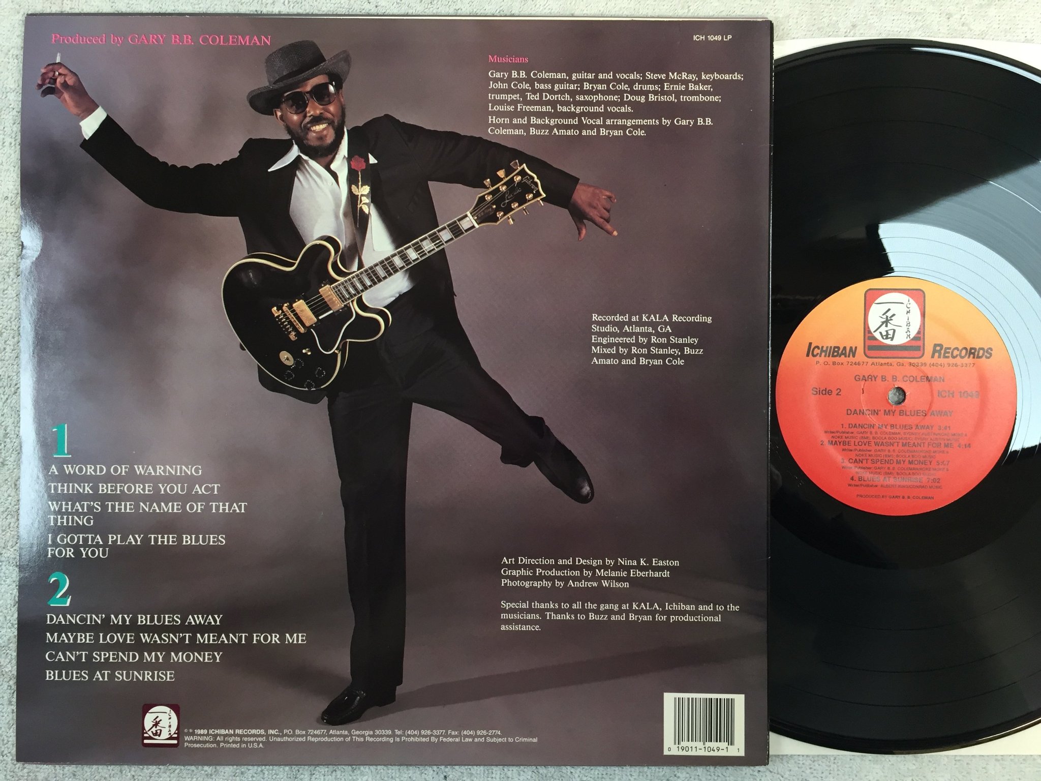 Omslagsbild för skivan GARY B.B. COLEMAN dancin' my blues away LP -89 US ICHIBAN ICH 1049