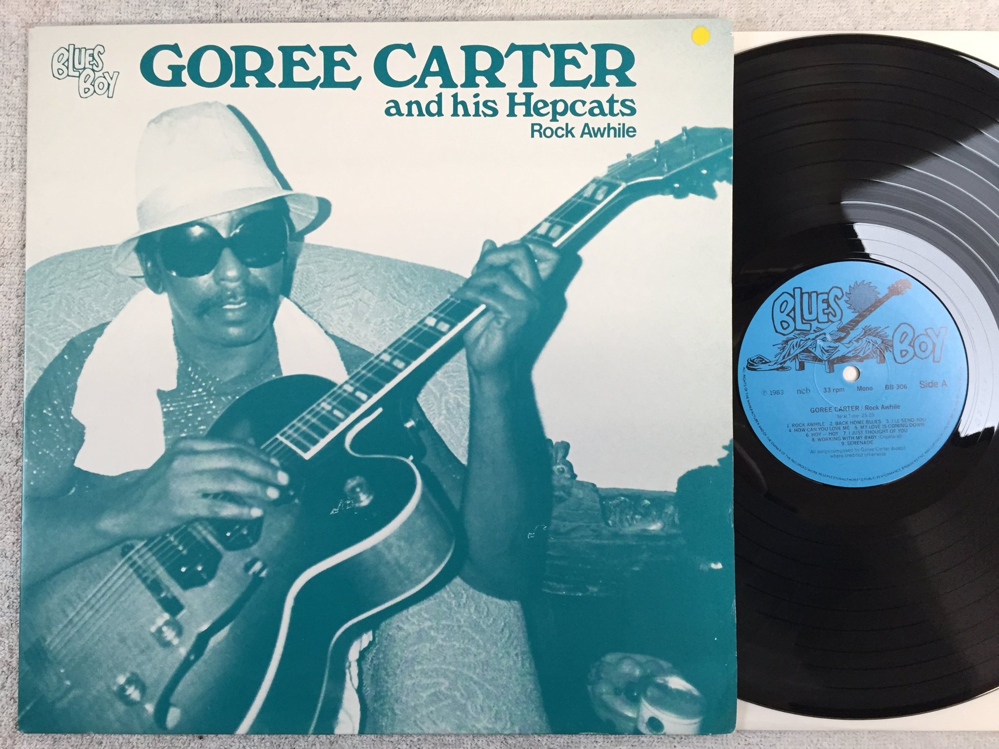 Omslagsbild för skivan GOREE CARTER & HIS HEPCATS rock awhile LP -83 Swe BLUES BOY BB-306