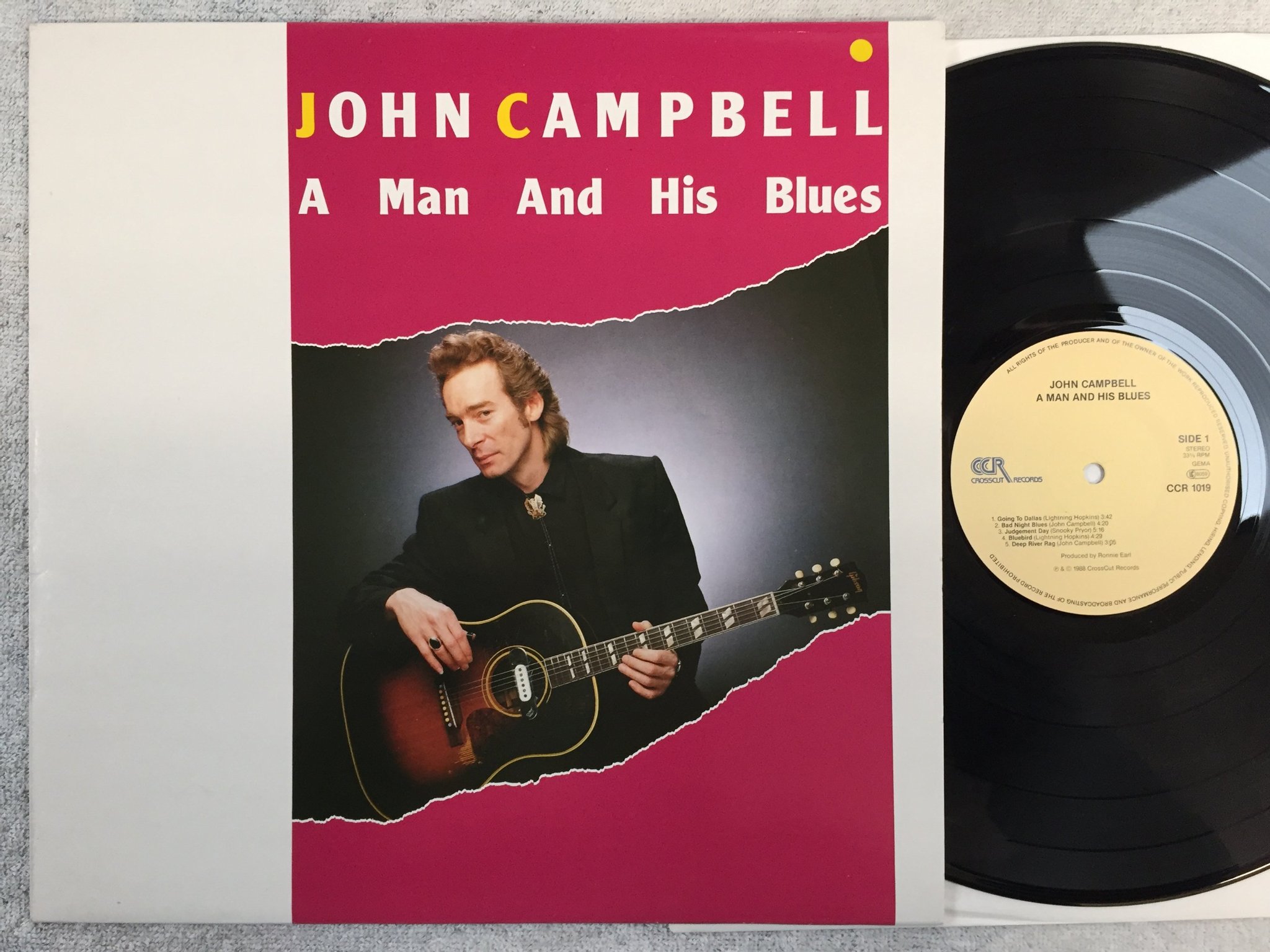 Omslagsbild för skivan JOHN CAMPBELL A Man And His Blues LP -88 Ger CROSSCUT CCR 1019