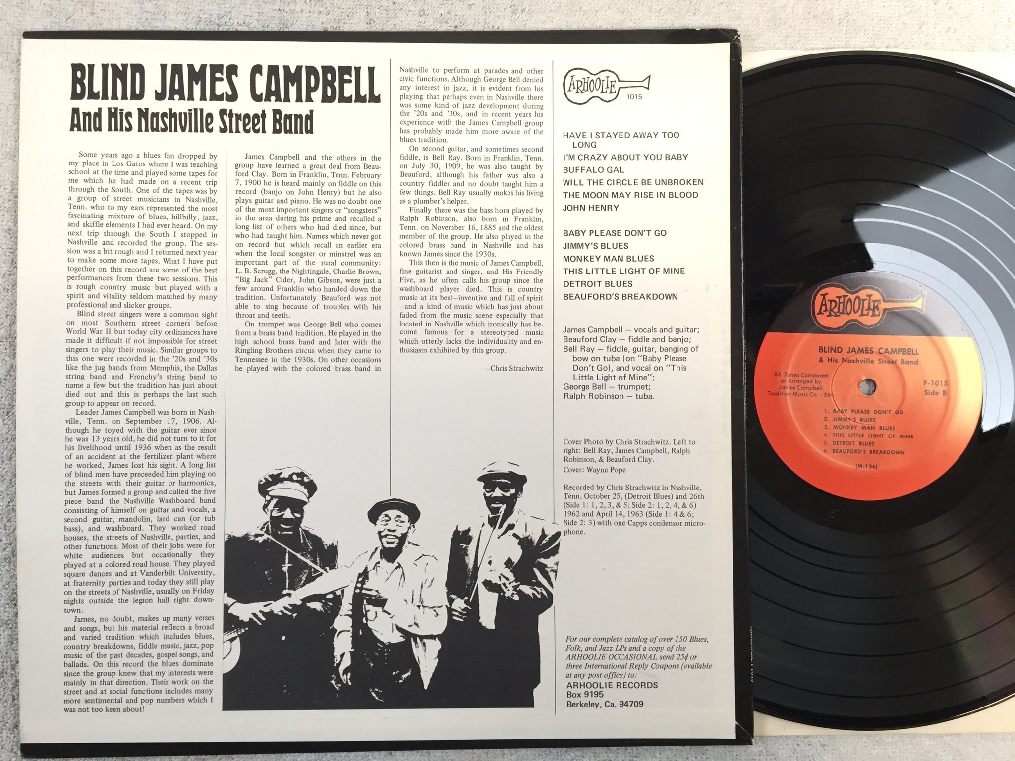Omslagsbild för skivan BLIND JAMES CAMPBELL LP re US ARHOOLIE F-1015