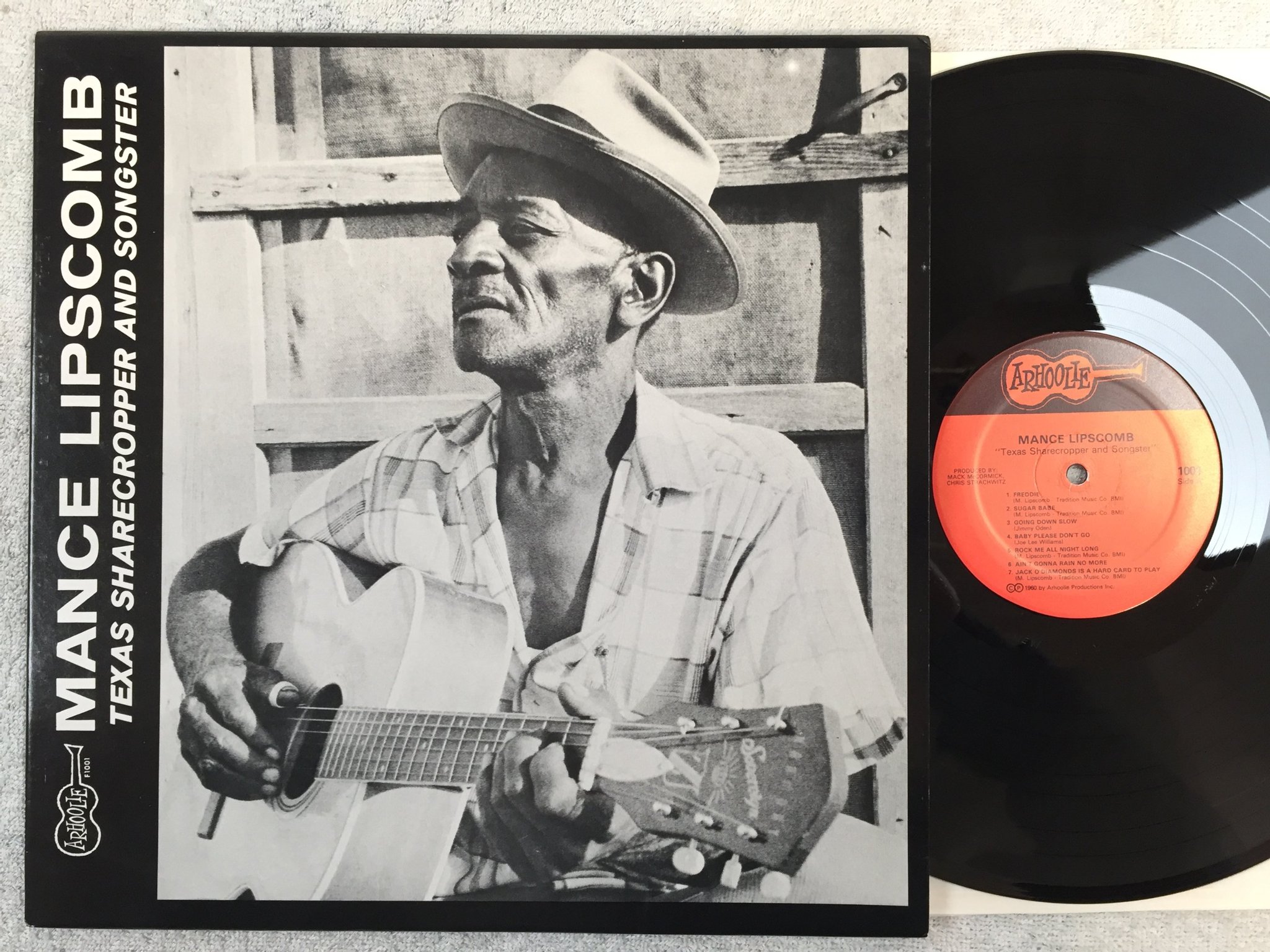 Omslagsbild för skivan MANCE LIPSCOMB Texas Sharecropper and songster LP re US ARHOOLIE 1001