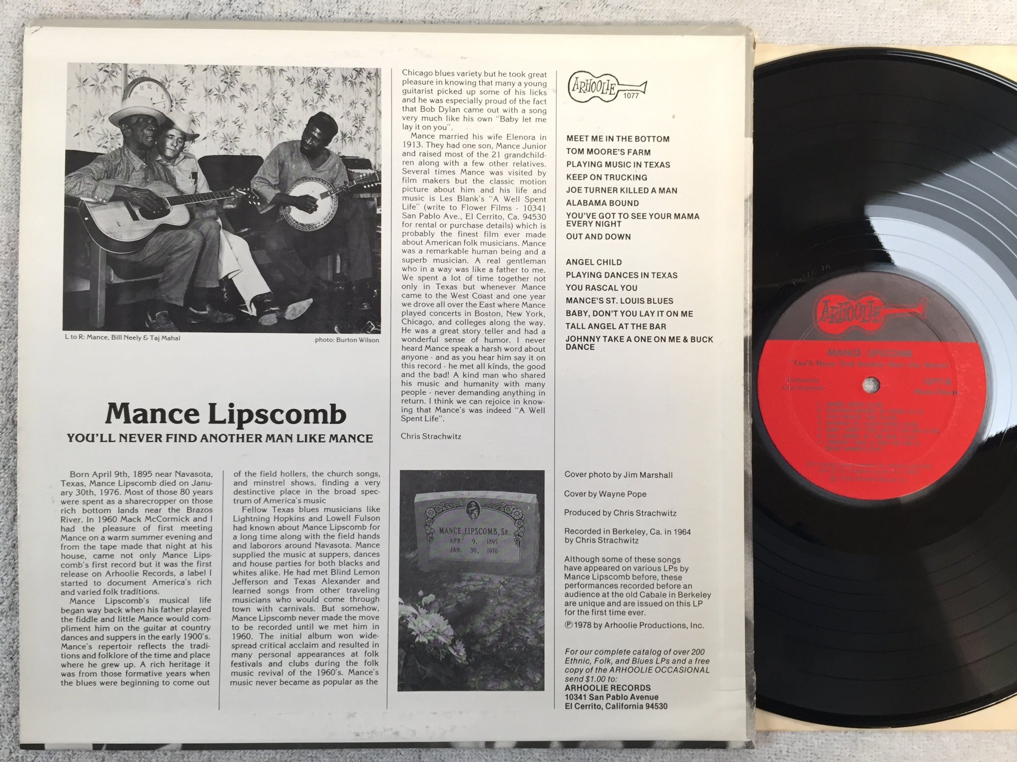 Omslagsbild för skivan MANCE LIPSCOMB you'll never find another... LP re US ARHOOLIE 1077